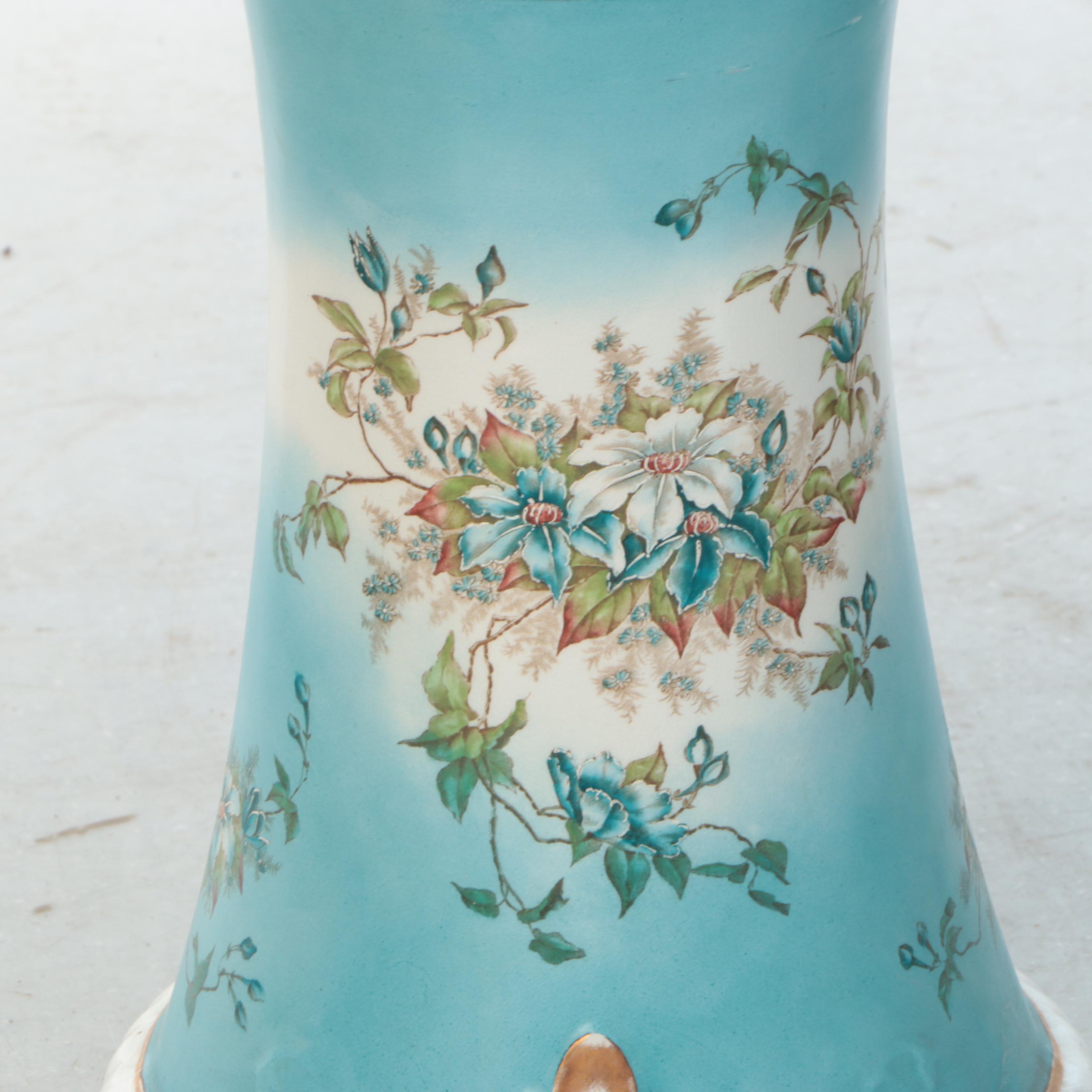 Alba China Rococo Style Floral Ceramic Jardinière and Stand