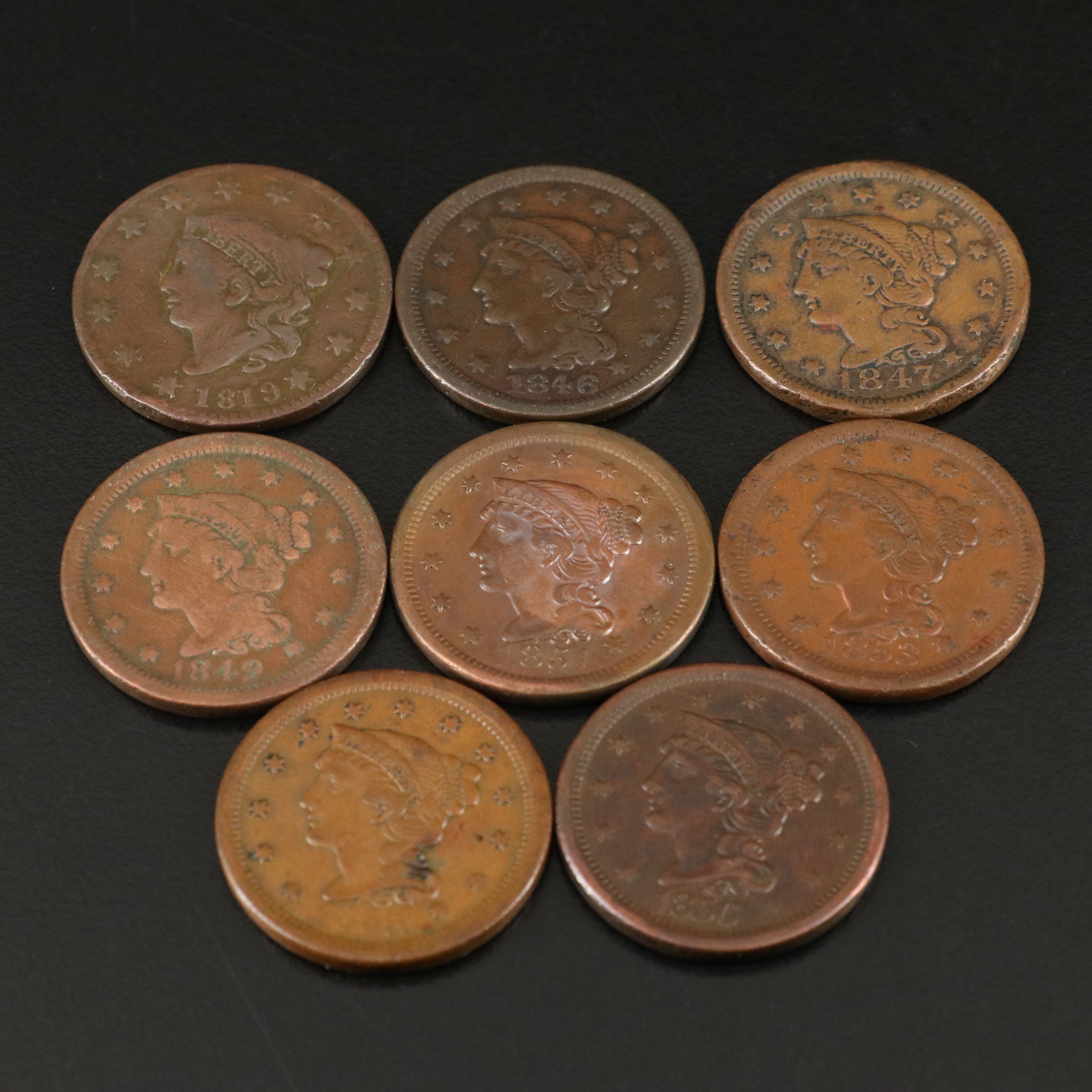 Eight Different U.S. Large Cents