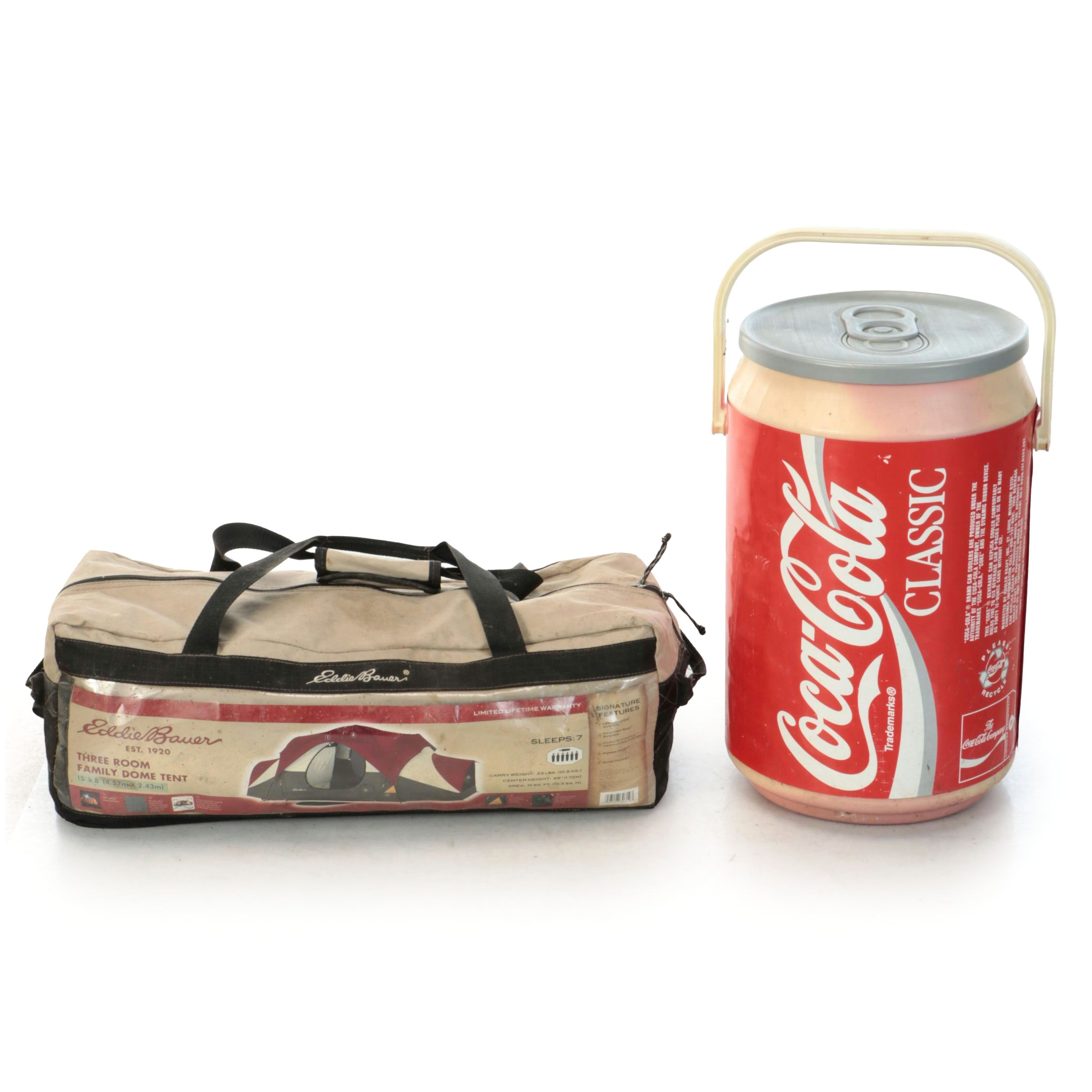 Coca-Cola Classic Cooler with Eddie Bauer Duffel Bag Tent