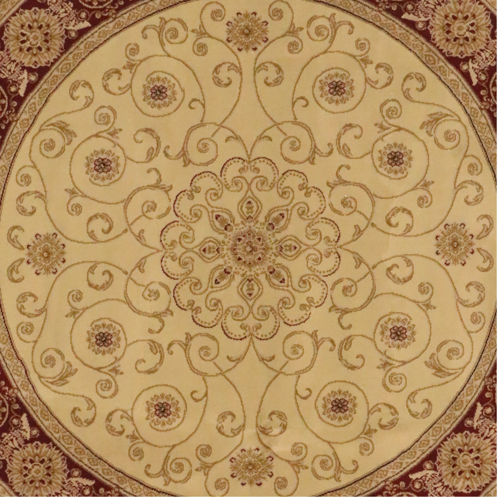 5'3 Round Machine Made Indian Agra Style Area Rug