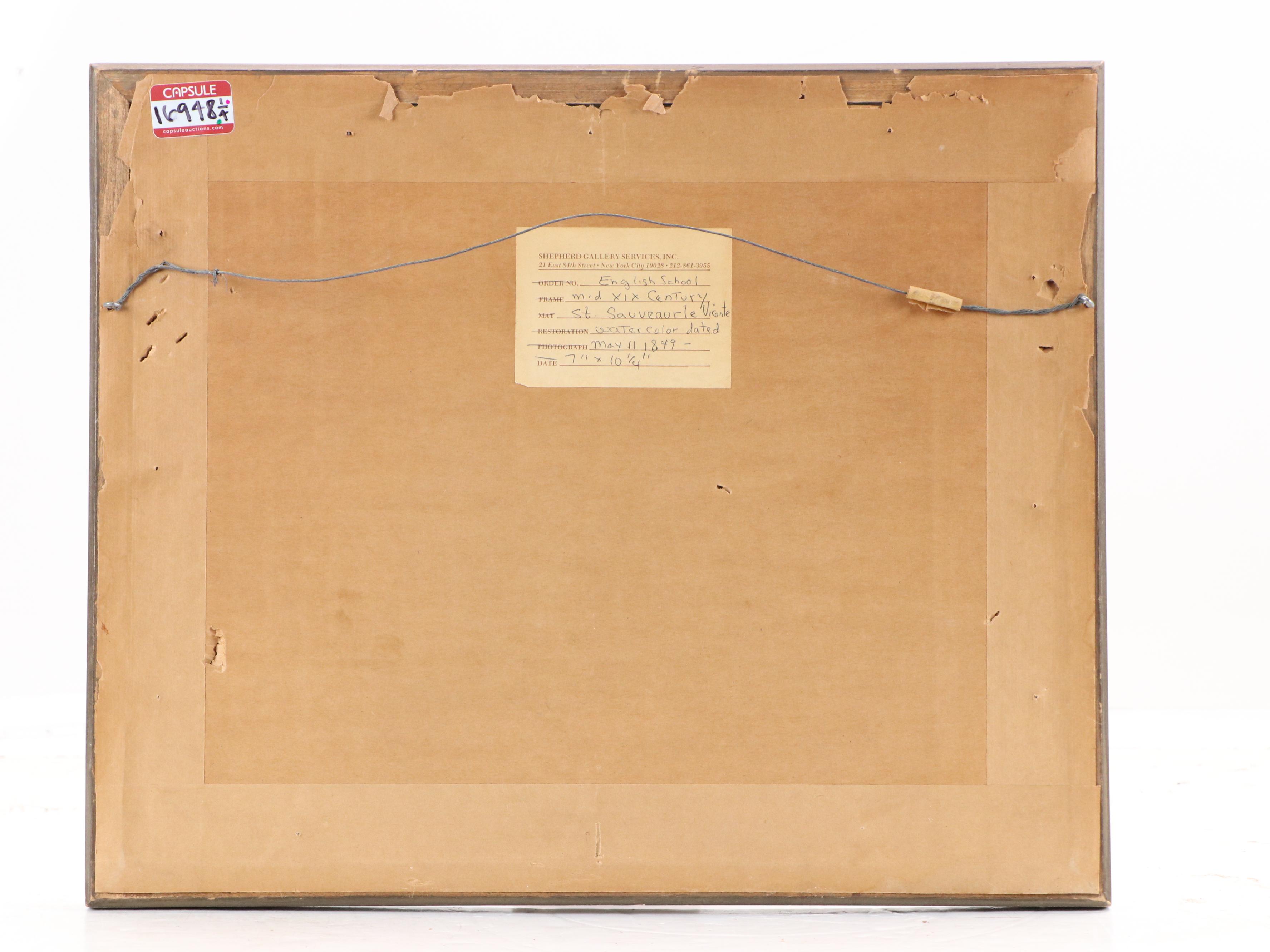 Ink and Watercolor Painting of French Commune "St. Sauveur le Vicomte," 1849