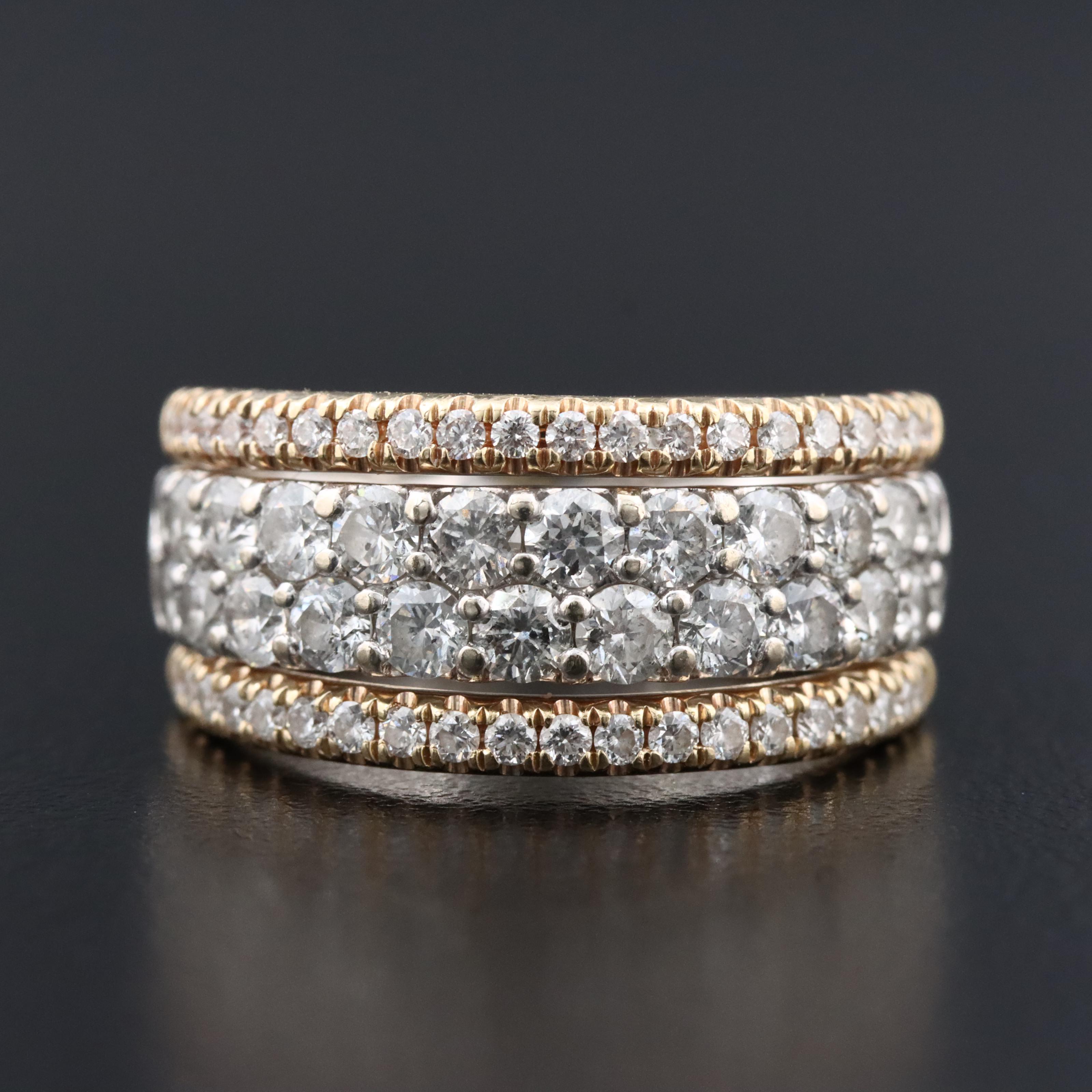 14K Two Tone Gold 1.89 CTW Diamond Tapered Ring