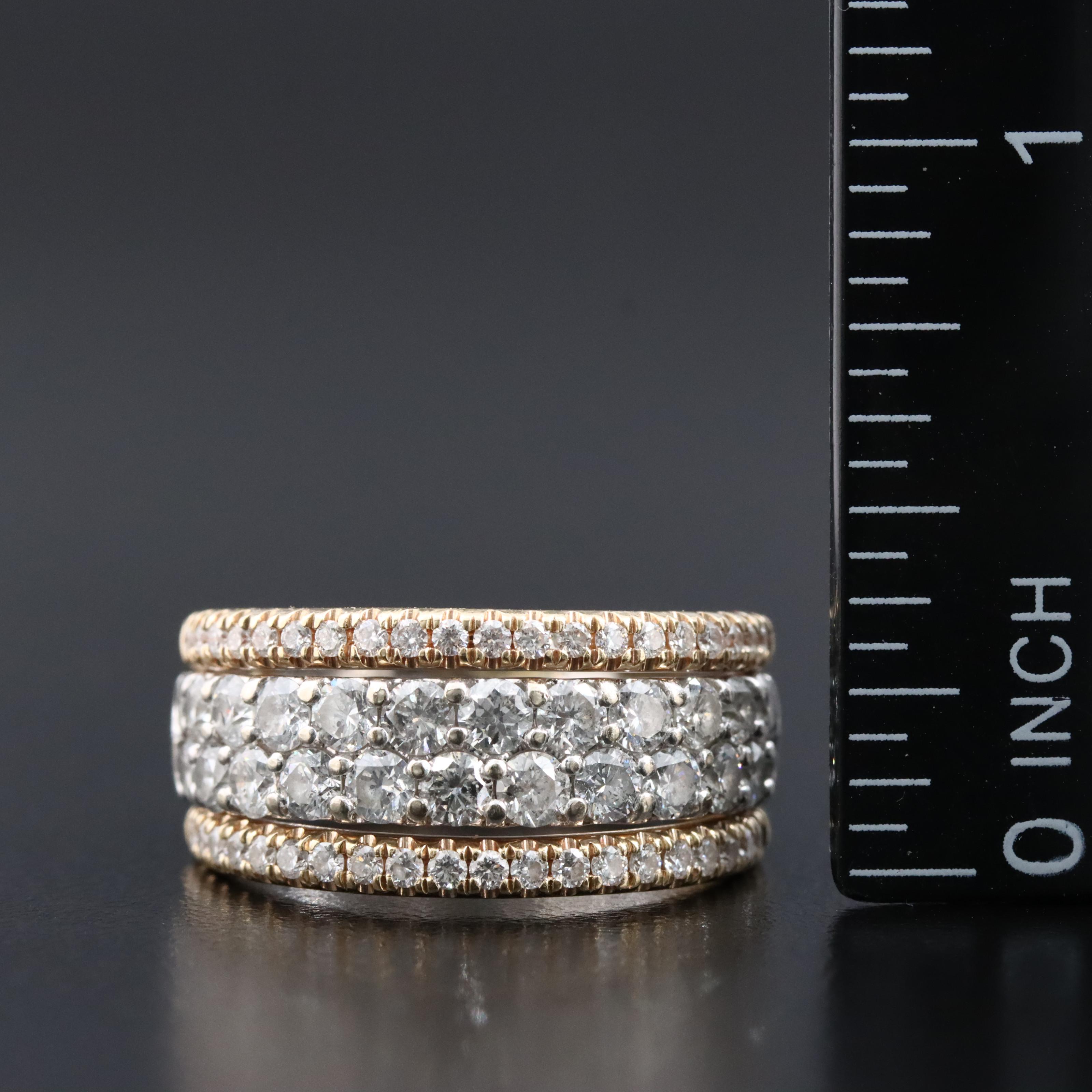 14K Two Tone Gold 1.89 CTW Diamond Tapered Ring