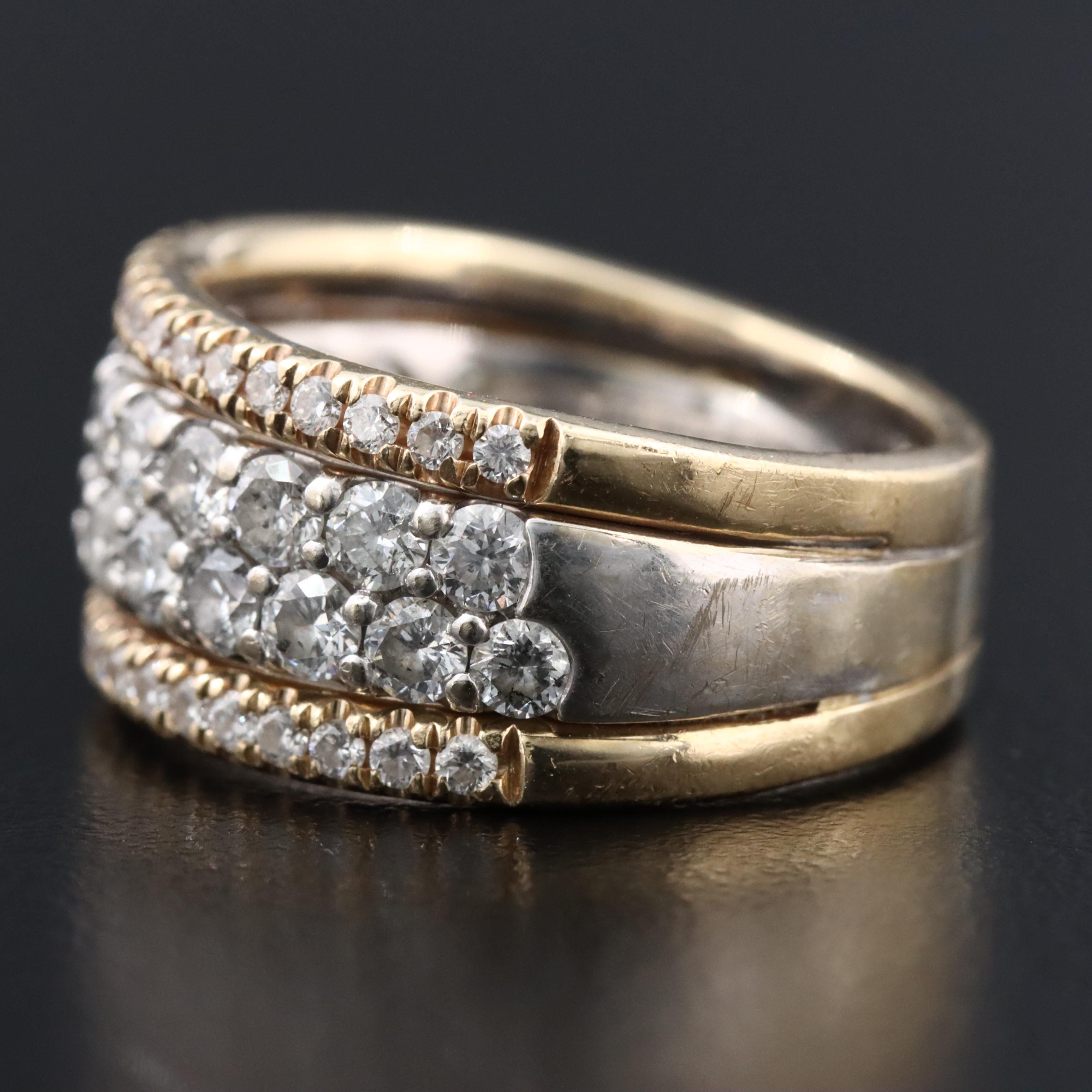 14K Two Tone Gold 1.89 CTW Diamond Tapered Ring