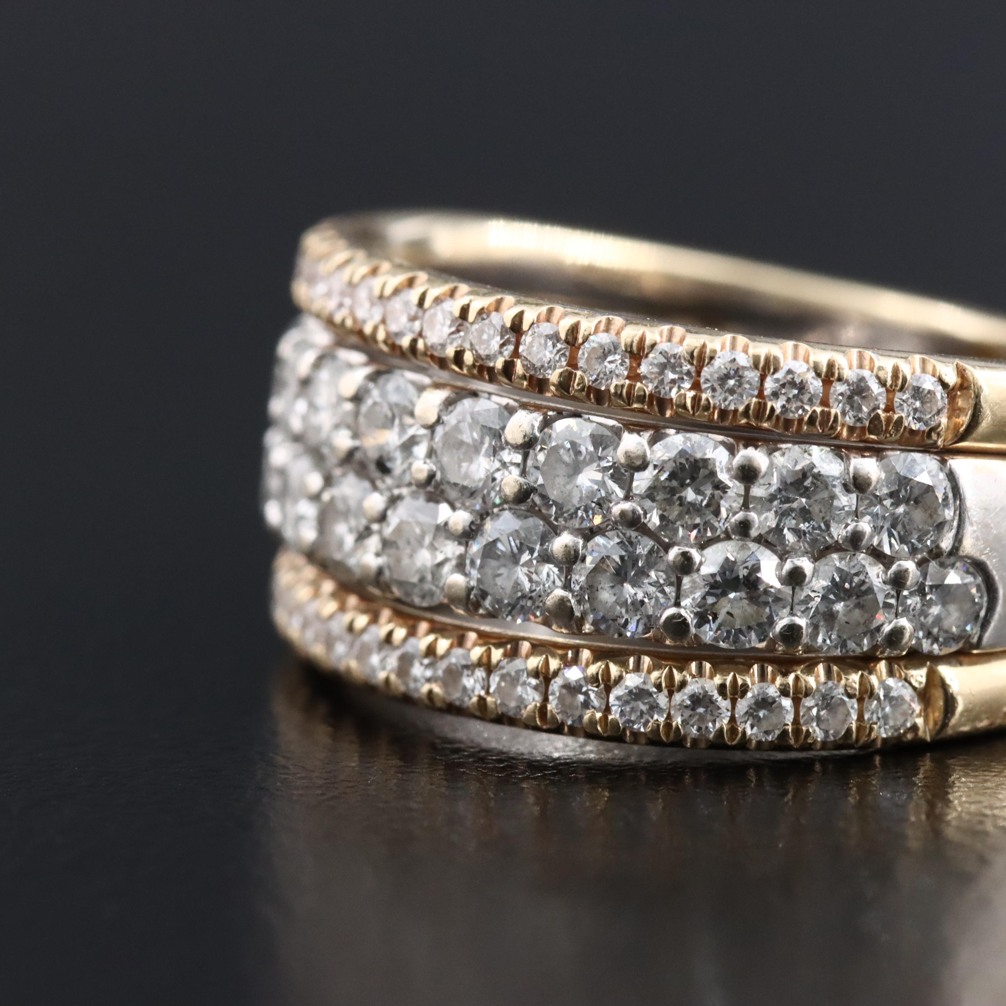 14K Two Tone Gold 1.89 CTW Diamond Tapered Ring