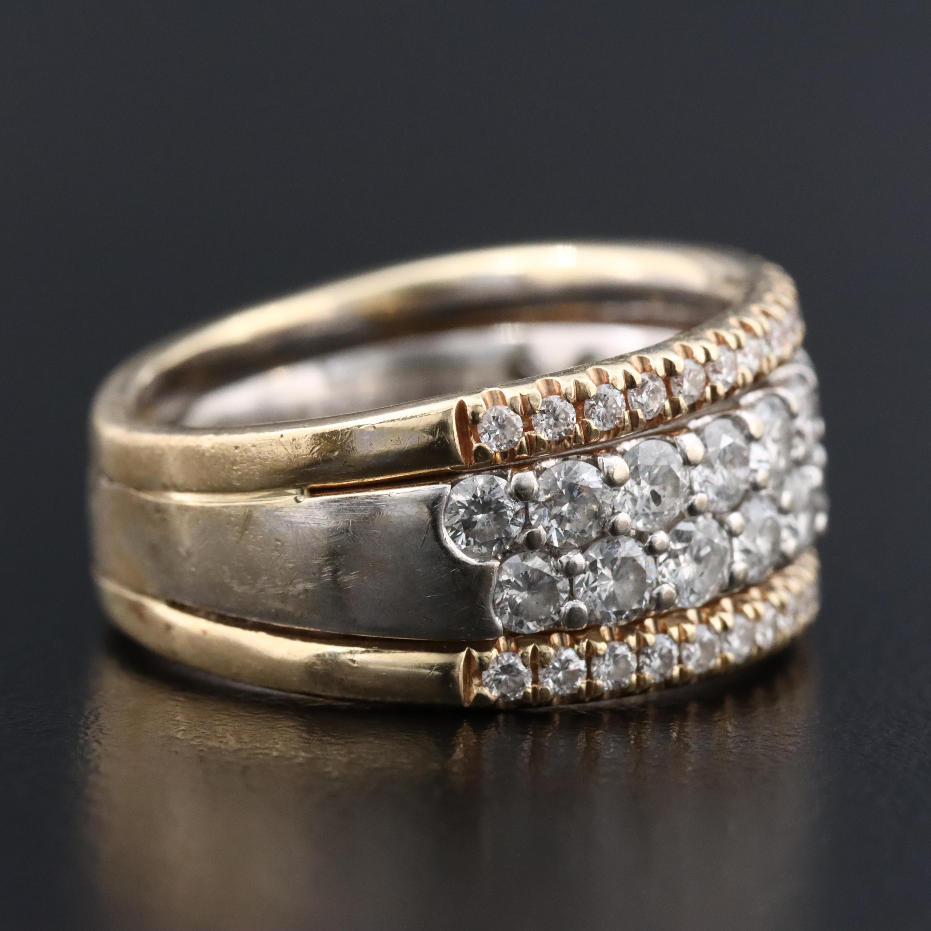 14K Two Tone Gold 1.89 CTW Diamond Tapered Ring