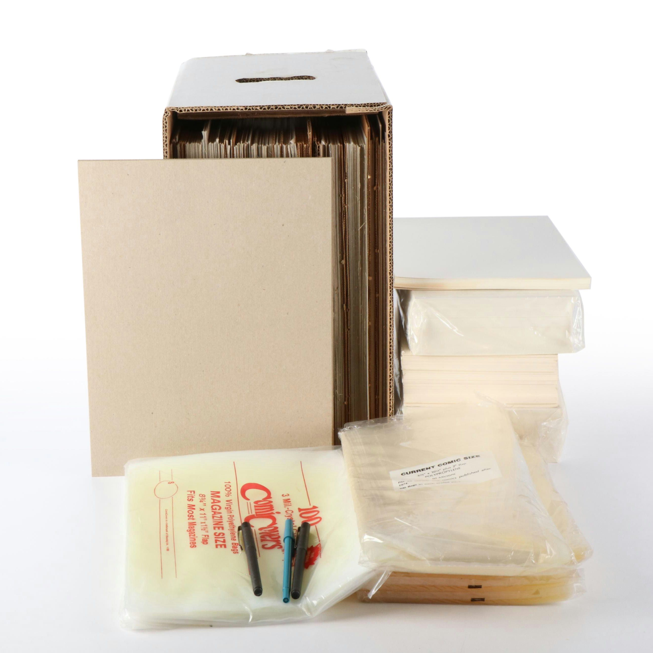 Cardboard Separators, Plastic Sleeves and White Cards for Storing Comic Books
