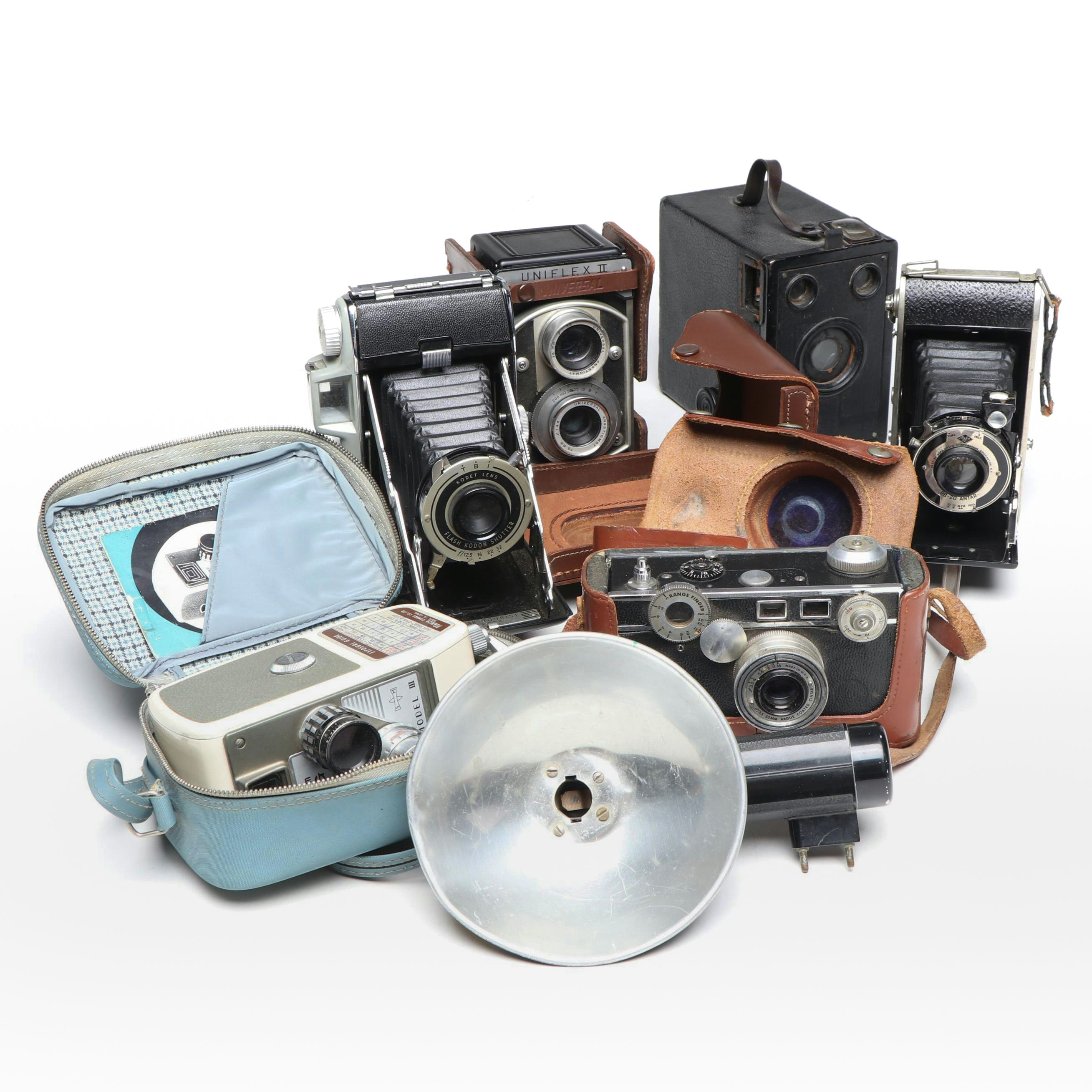 Brownie Six 16 Box Camera, Universal Uniflex II, and More Cameras and Parts