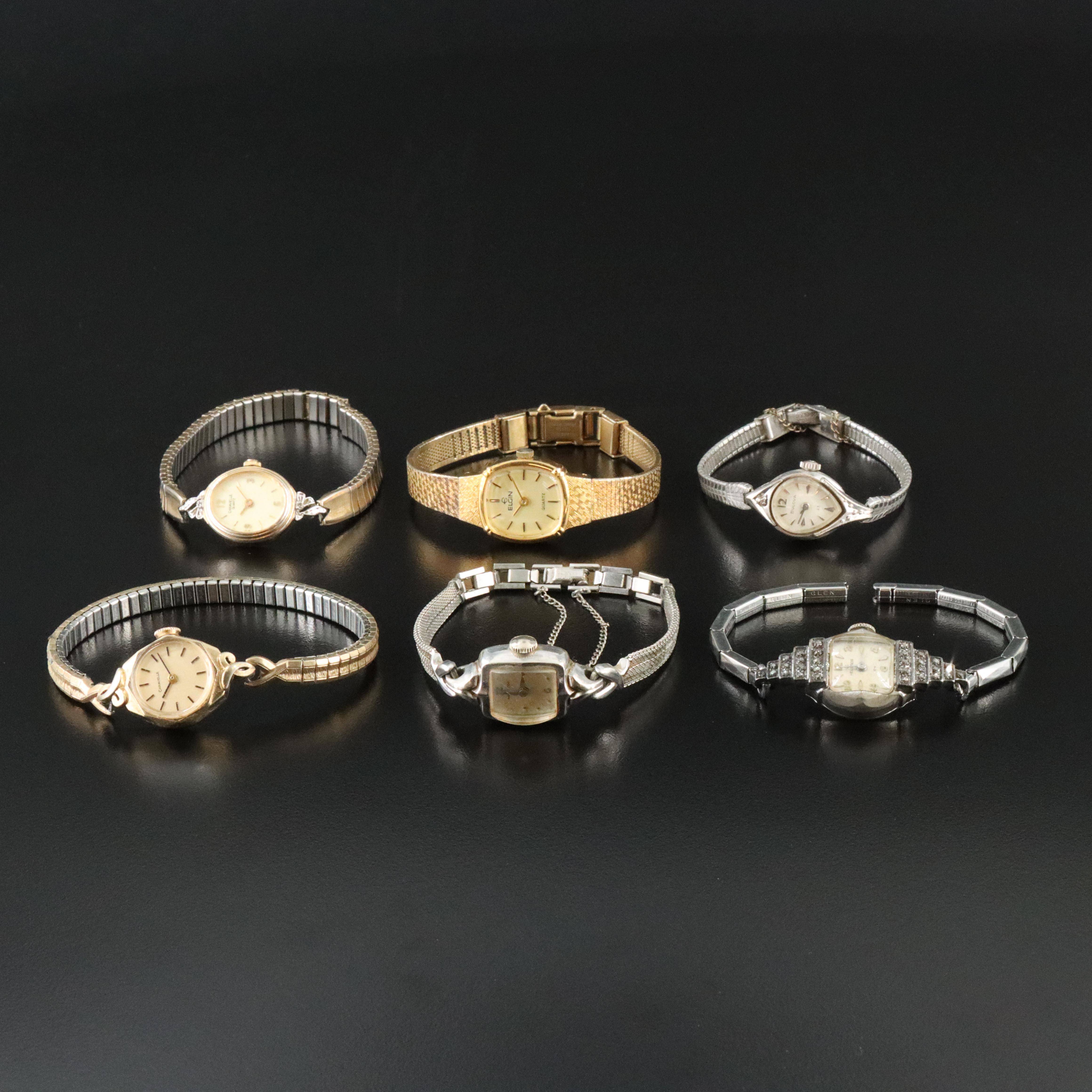 Collection of Quartz Stem Wind Dress Watches Featuring Elgin and