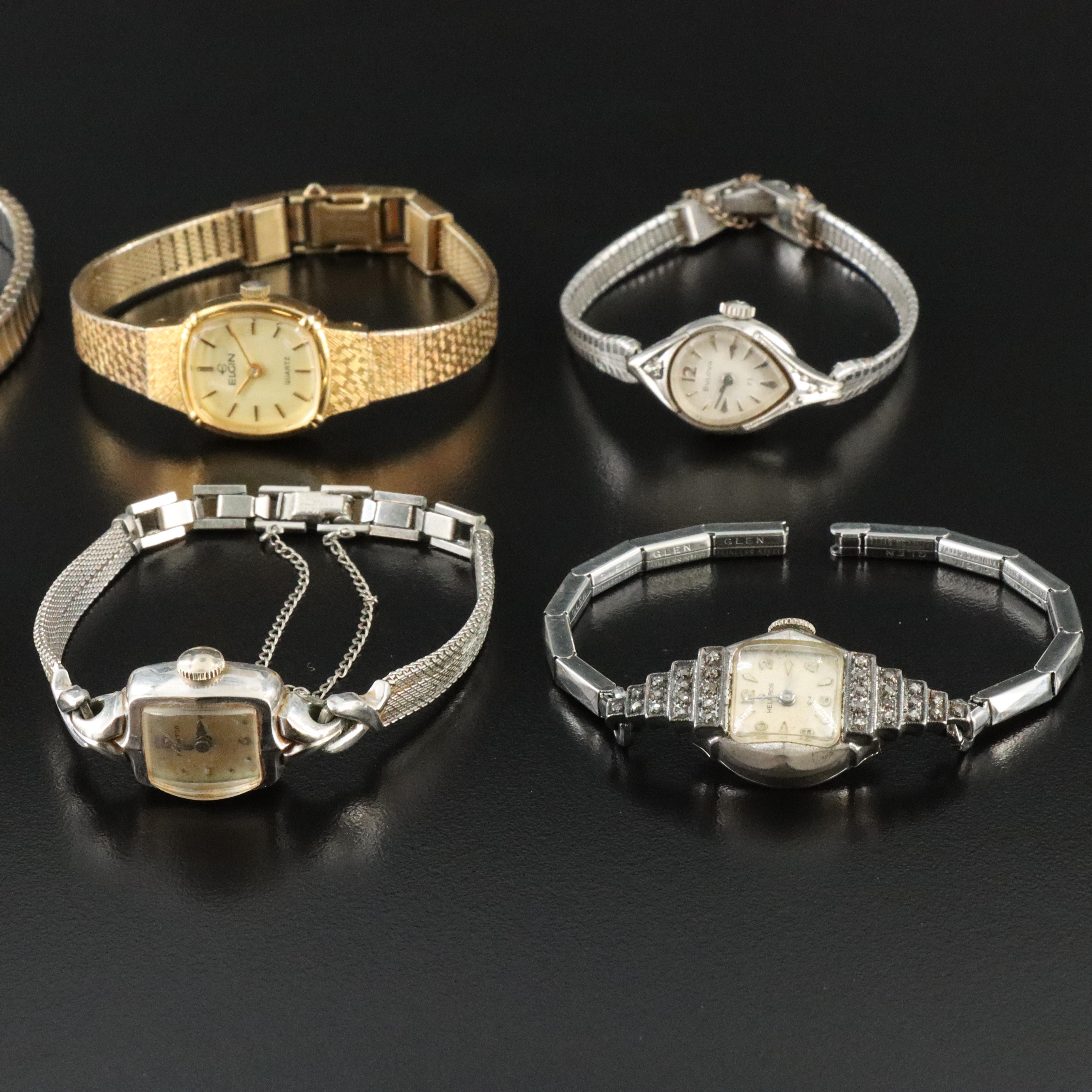 Collection of Quartz Stem Wind Dress Watches Featuring Elgin and