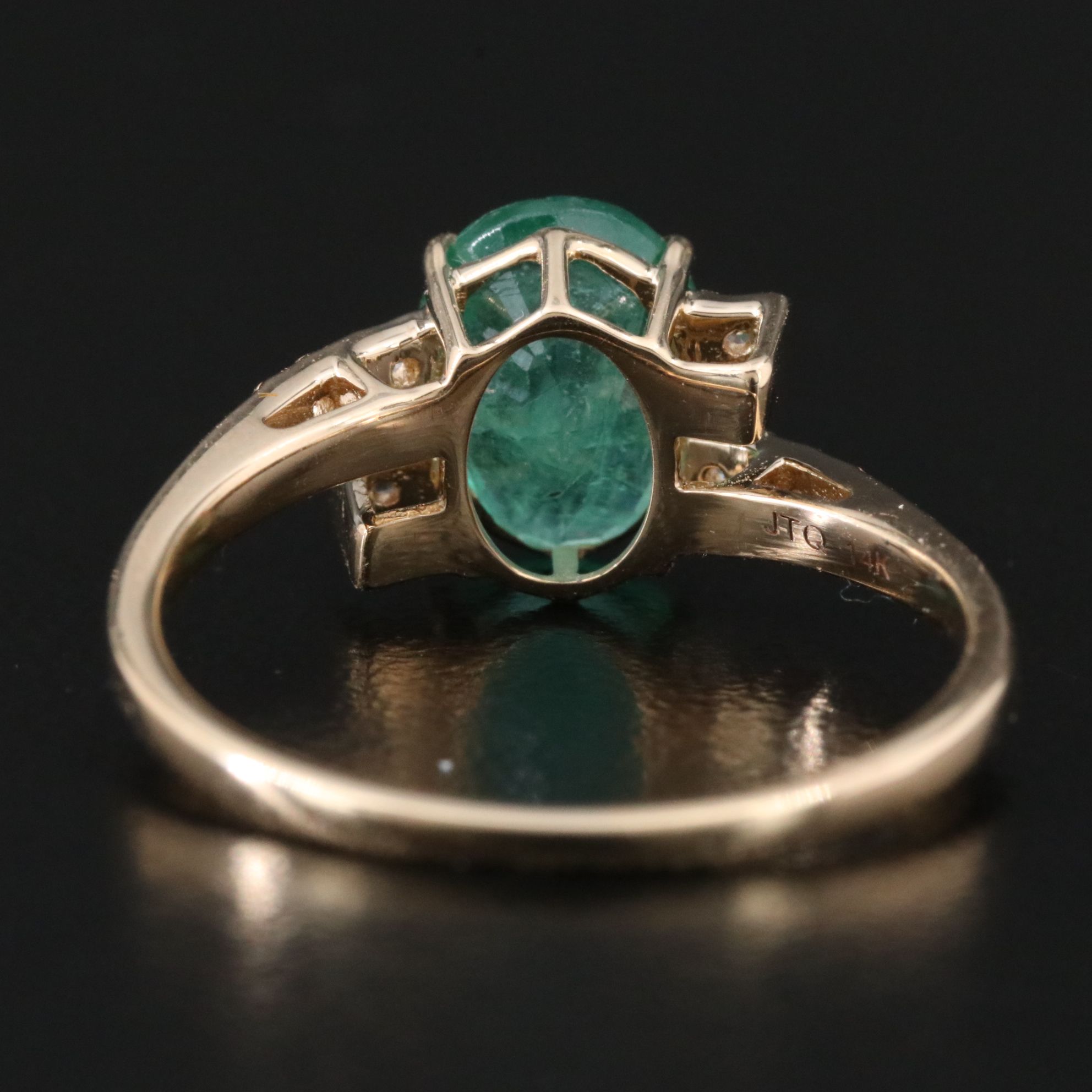 14K 1.54 CT Emerald and White Sapphire Ring