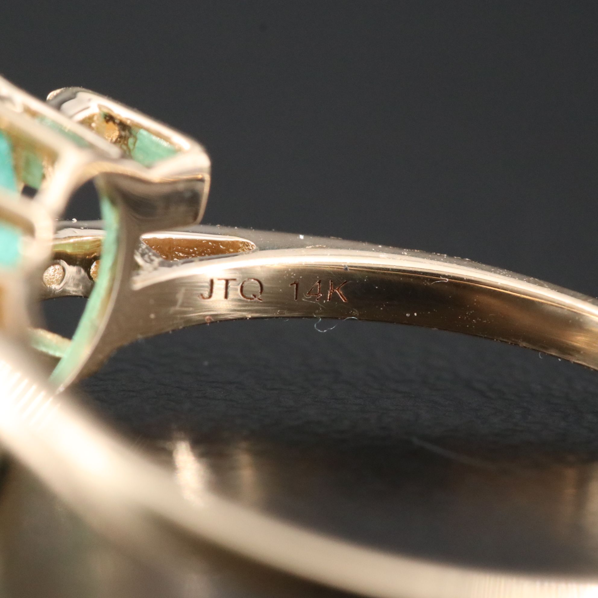 14K 1.54 CT Emerald and White Sapphire Ring