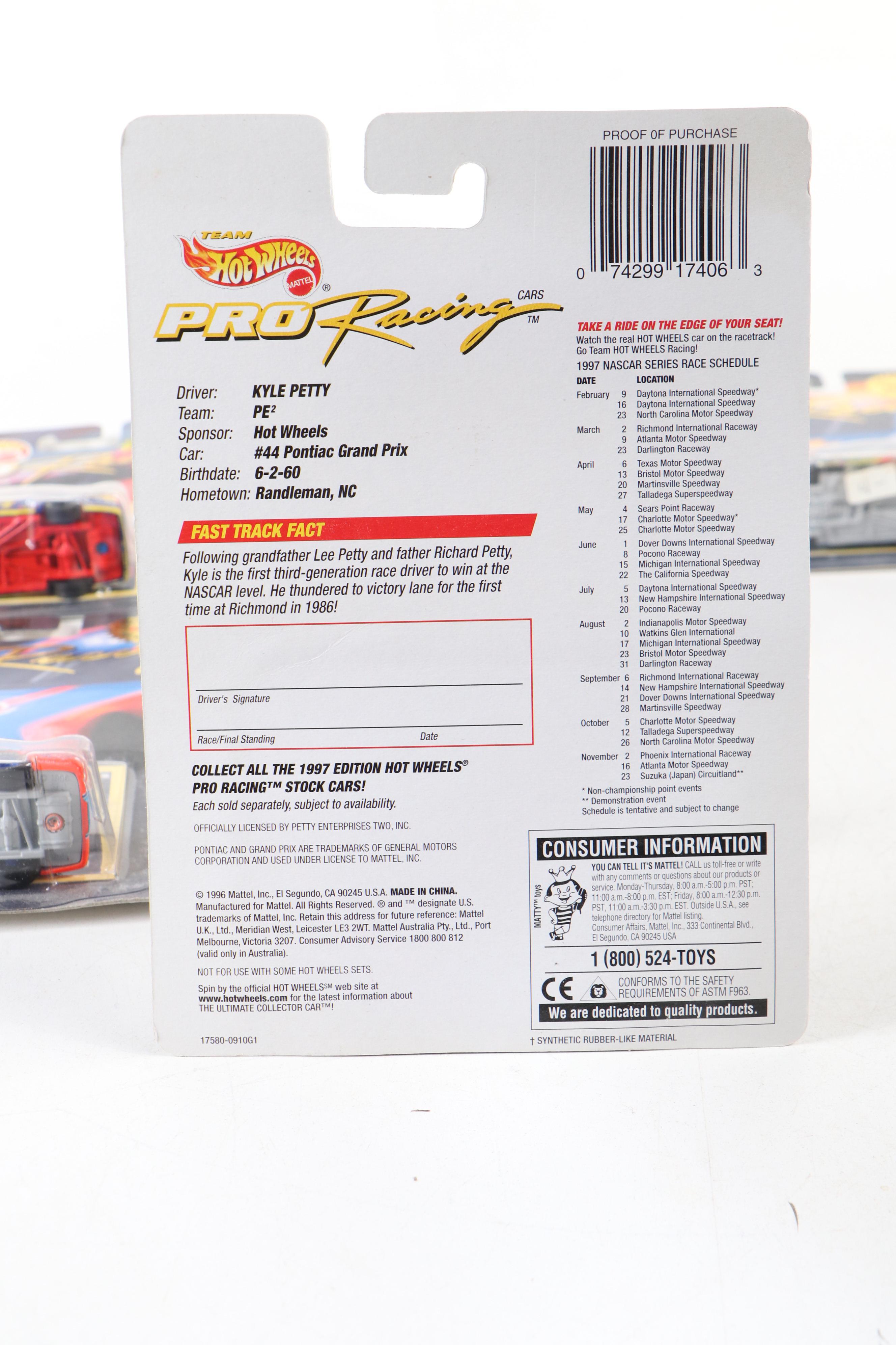 Hot Wheels Ricky Rudd, Bill Elliott and More NASCAR Driver Toy Cars, 1996
