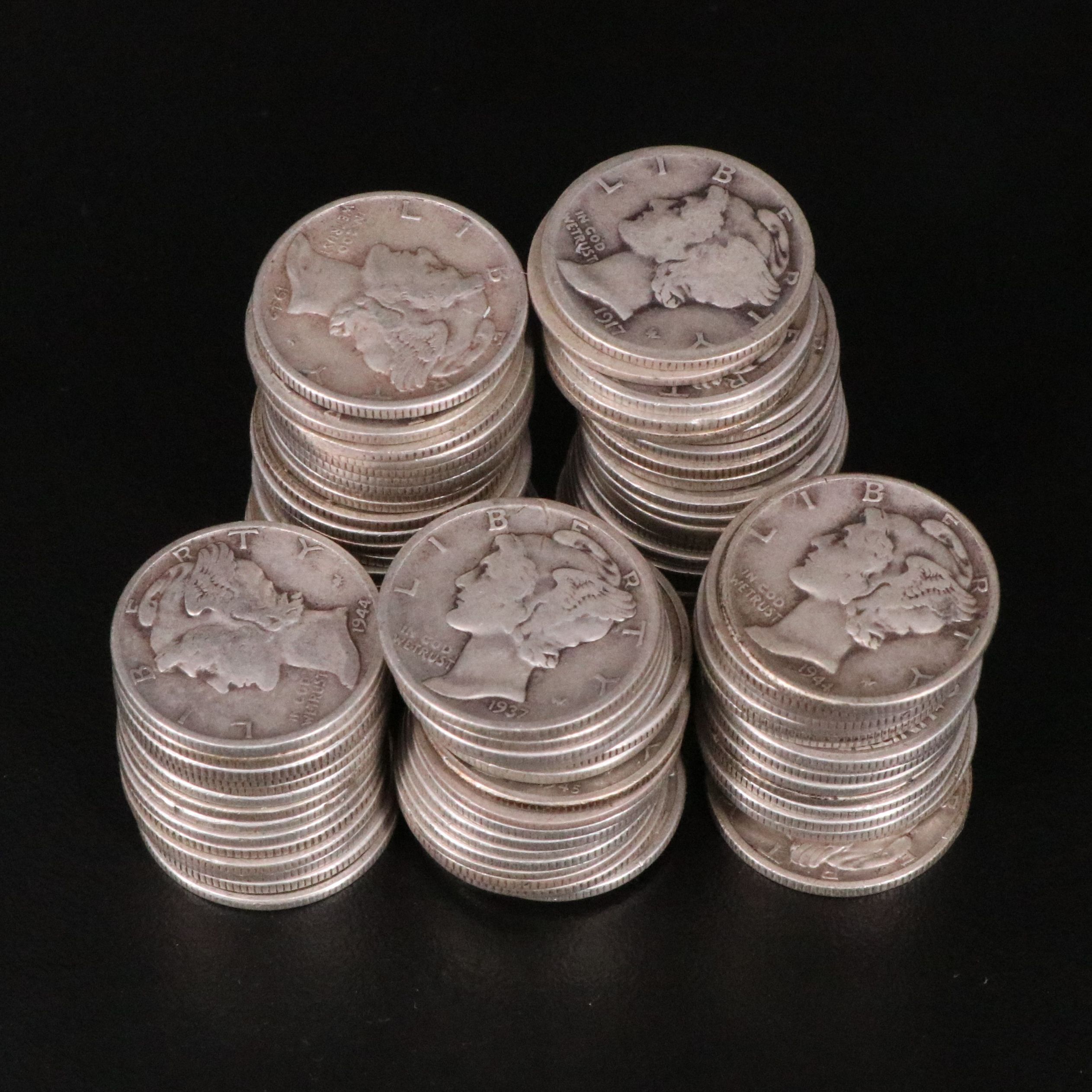 100 Mercury Silver Dimes