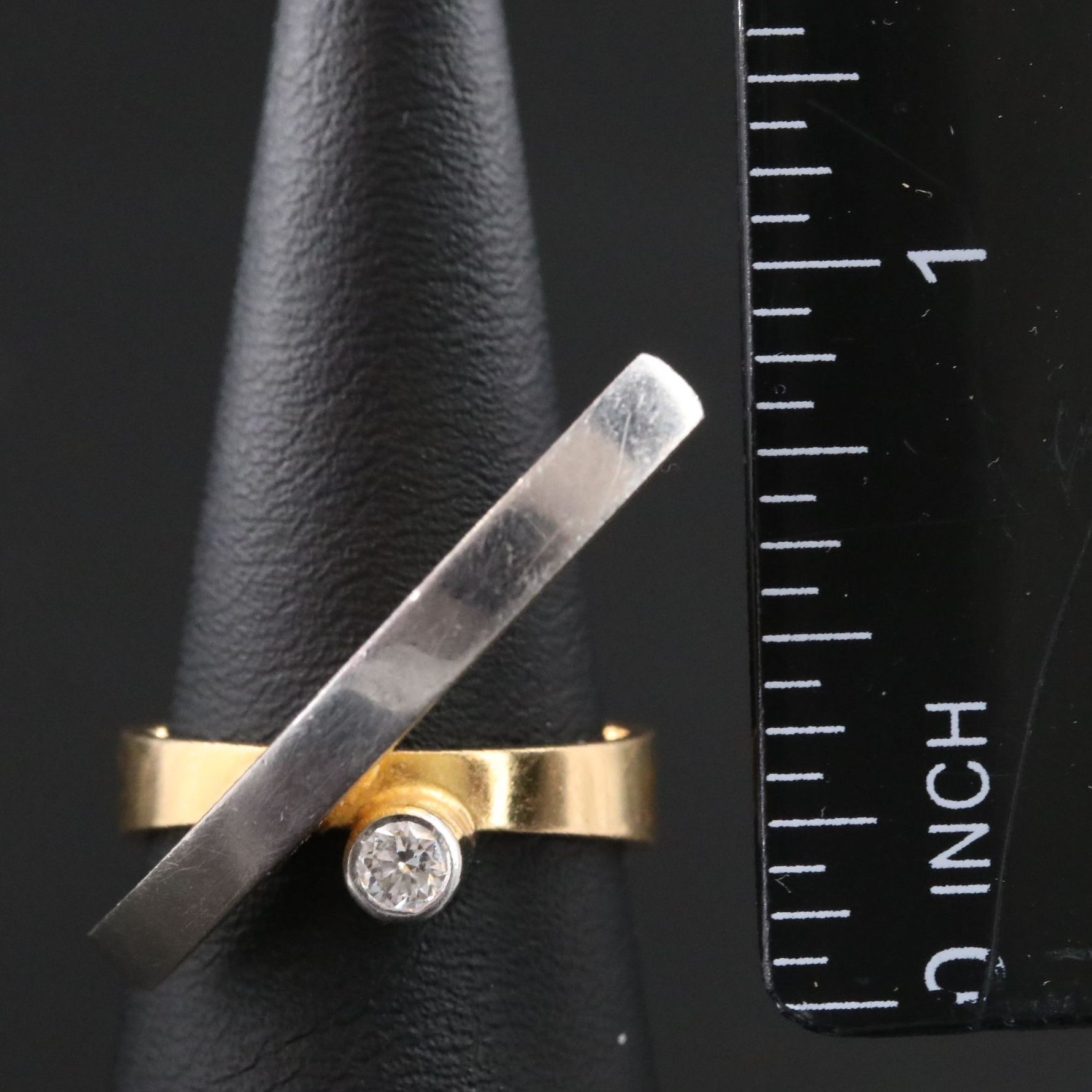 Bjorn Weckstrom for Lapponia 18K, Platinum and Diamond Arch Ring