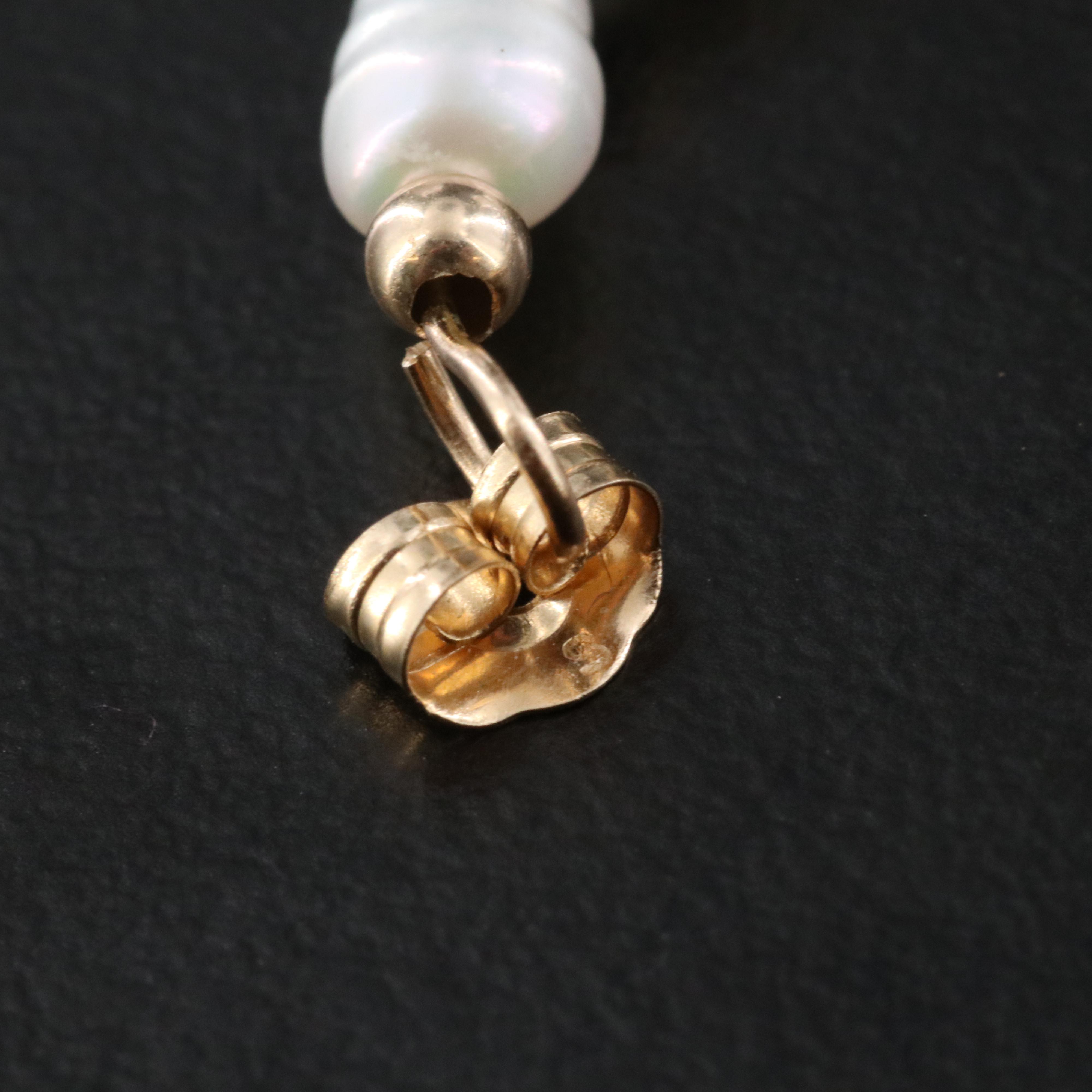 14K Pearl Hoop Earrings