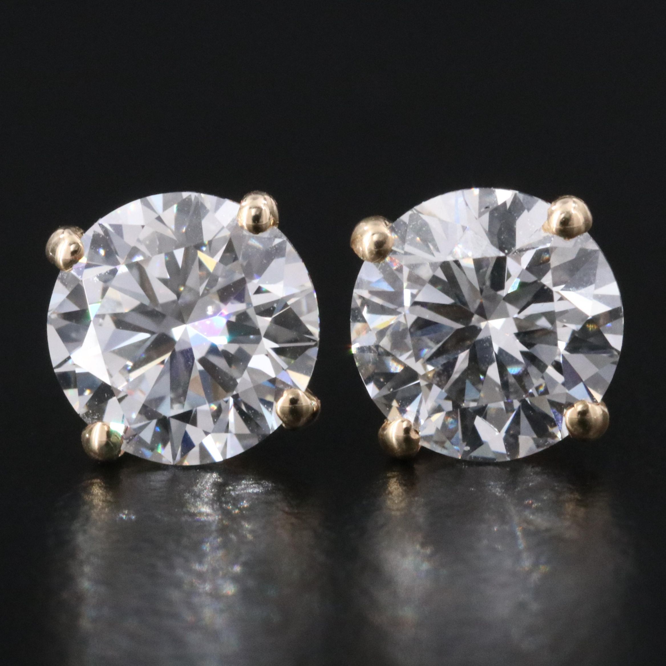 14K 3.01 CTW Lab Grown Diamond Solitaire Earrings with IGI Jewelry Report