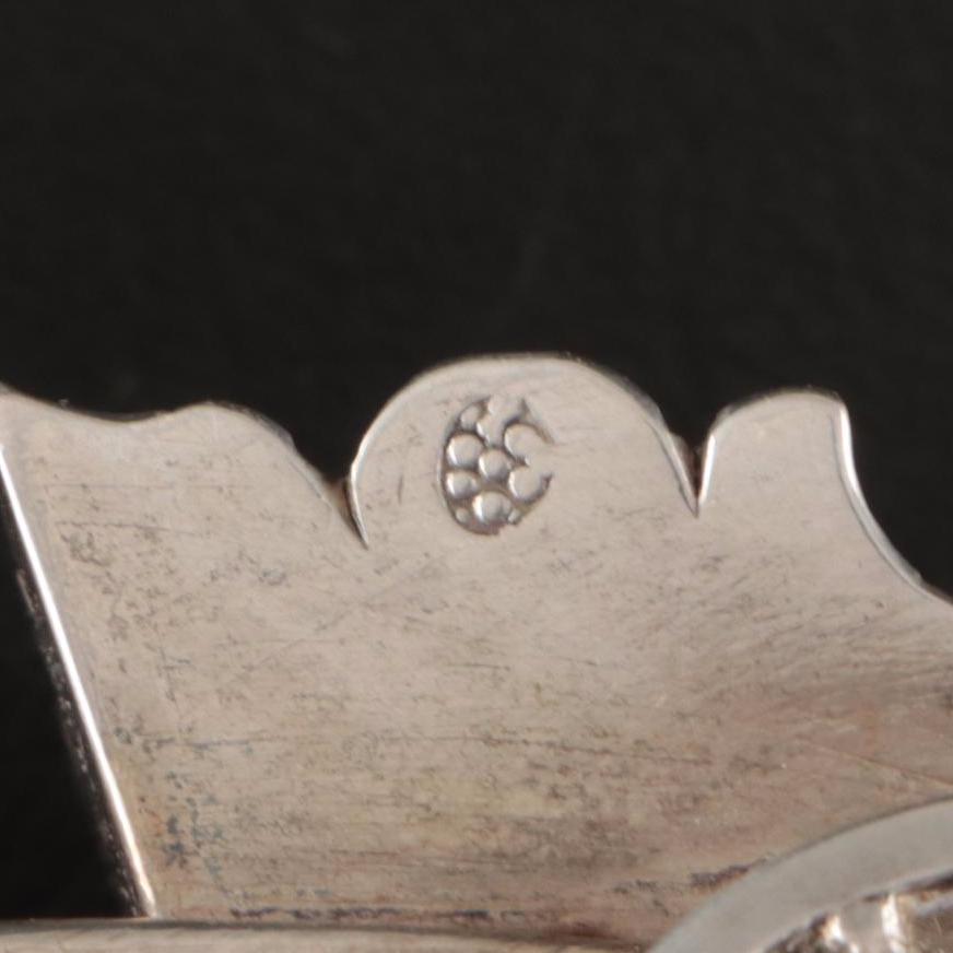 German Hanau Silver Salt Cellars with Sterling Spoons, Late 19th/ Early 20th Ce.