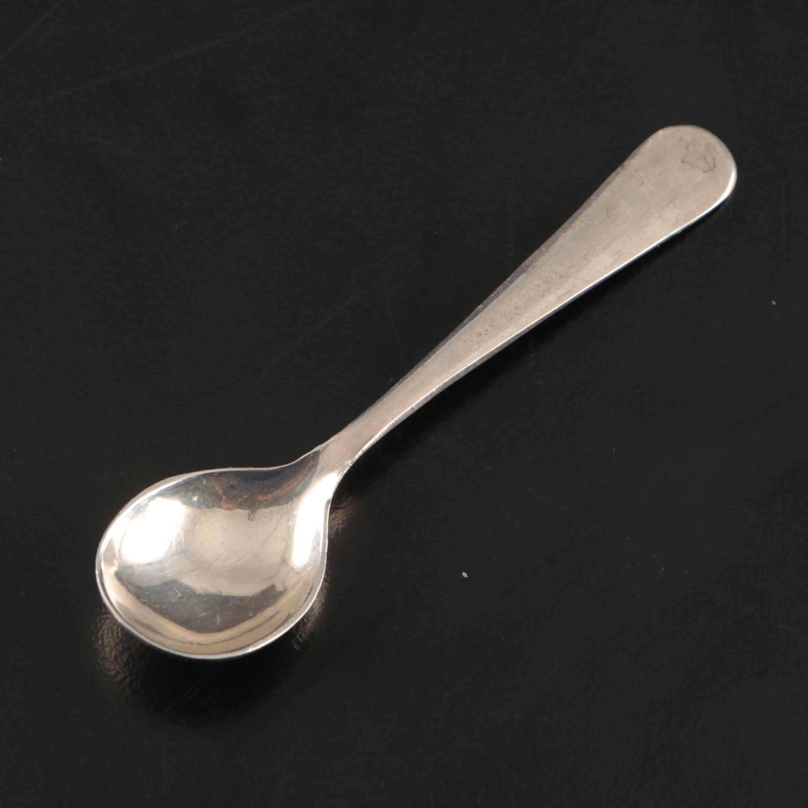 German Hanau Silver Salt Cellars with Sterling Spoons, Late 19th/ Early 20th Ce.