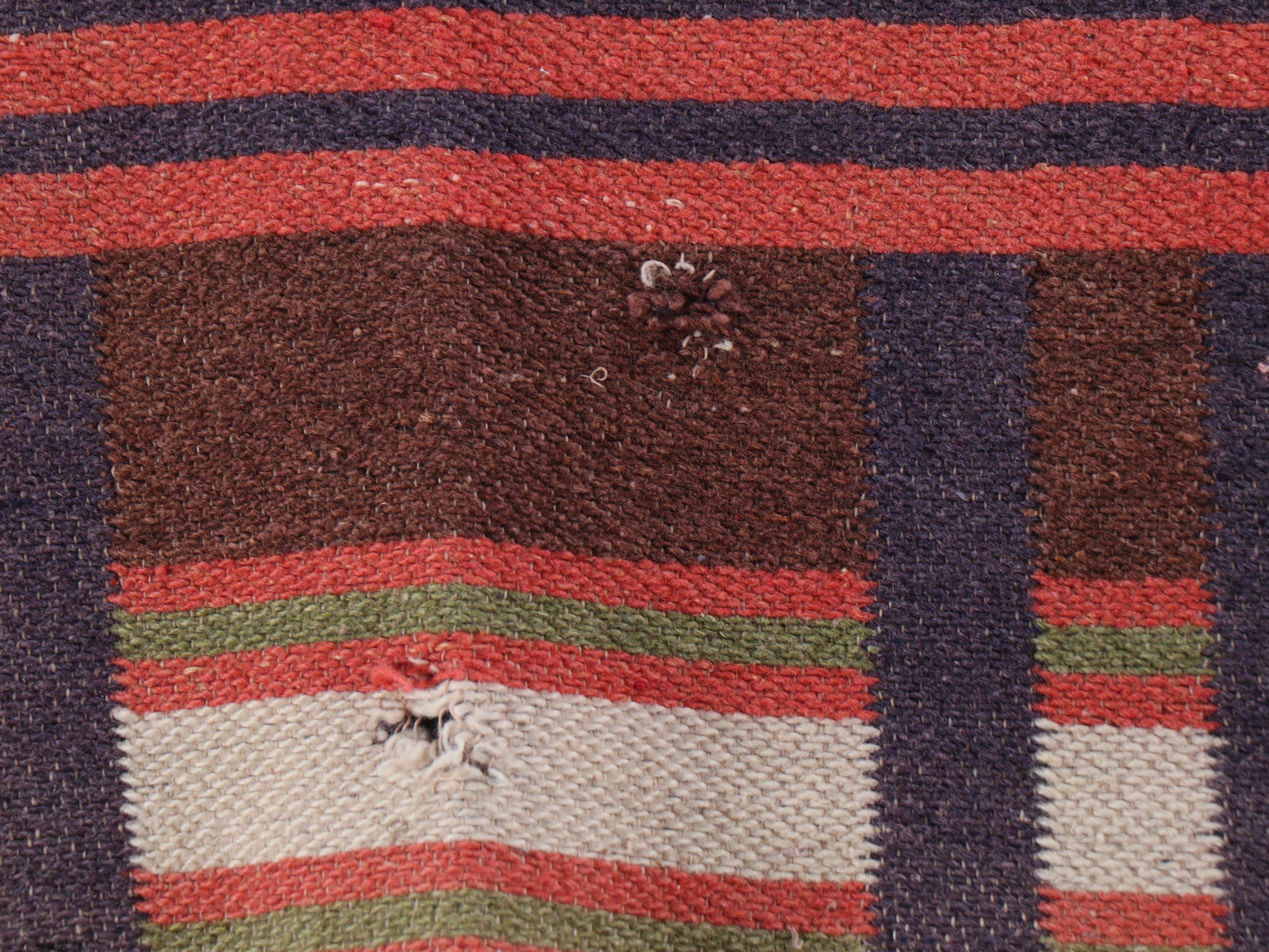 Handmade Jacquard Loomed Two-Panel Striped Blanket