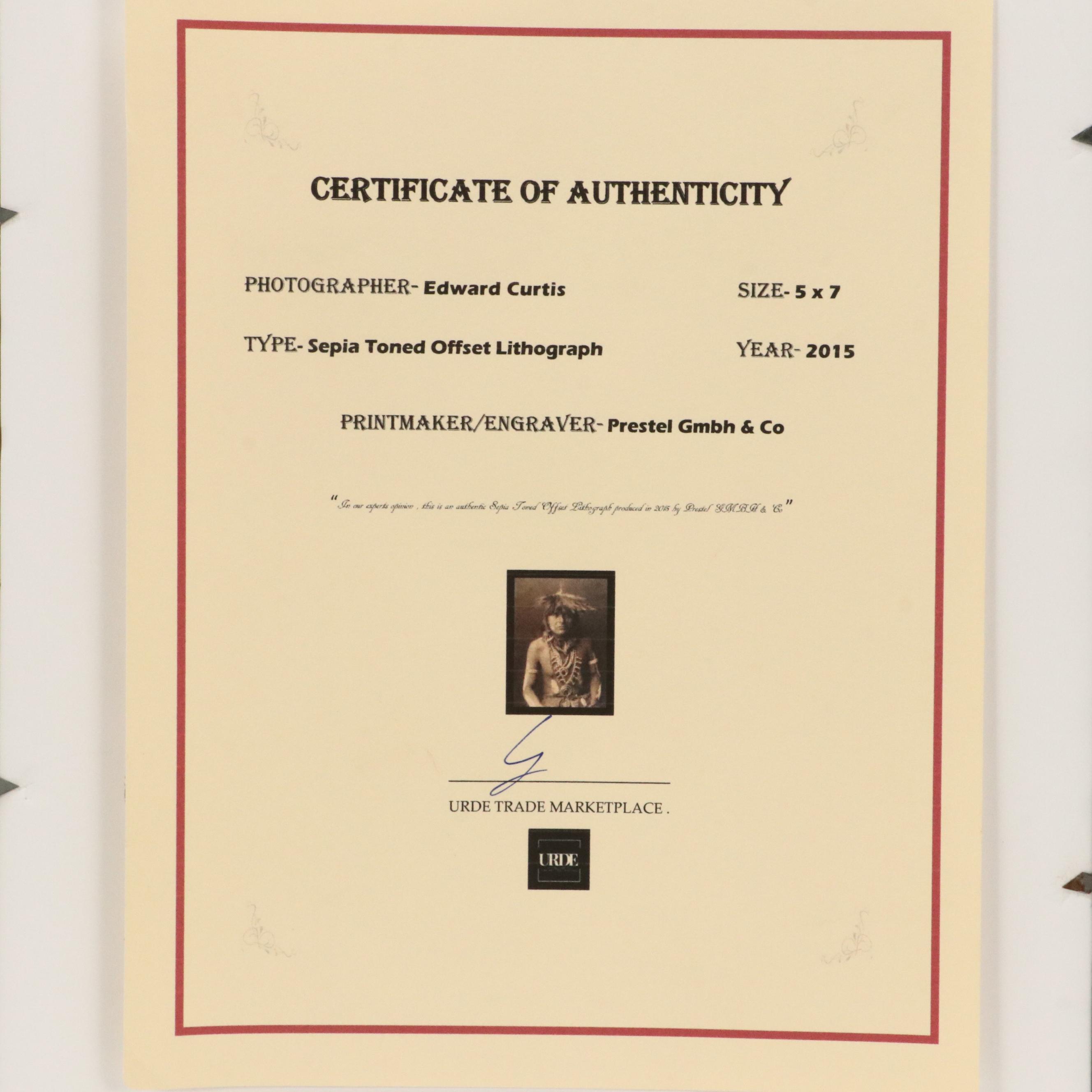 Offset Lithograph After Edward Curtis Portrait of Native American, 2015