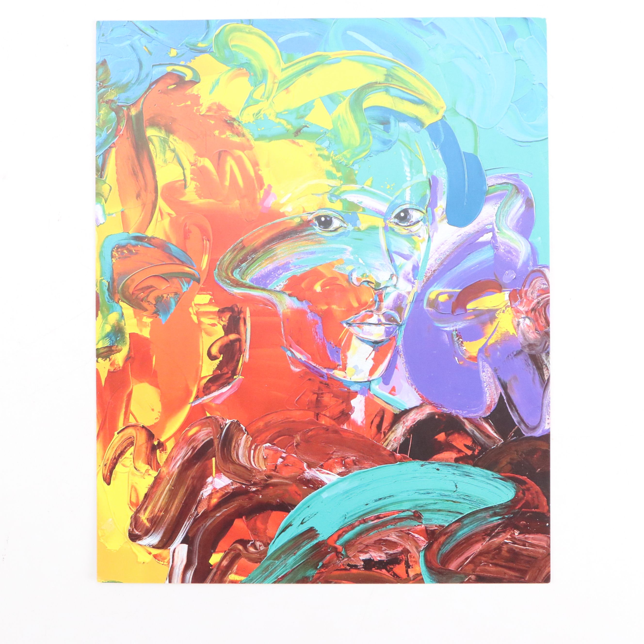 Abiola Idowu Stylized Offset Lithograph Portraits, 21st Century