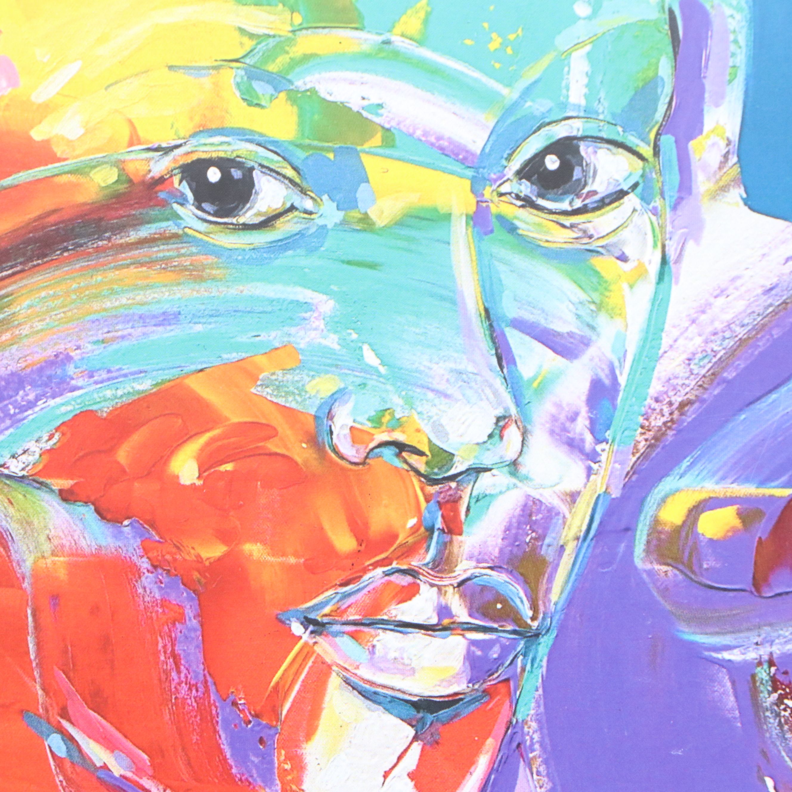 Abiola Idowu Stylized Offset Lithograph Portraits, 21st Century