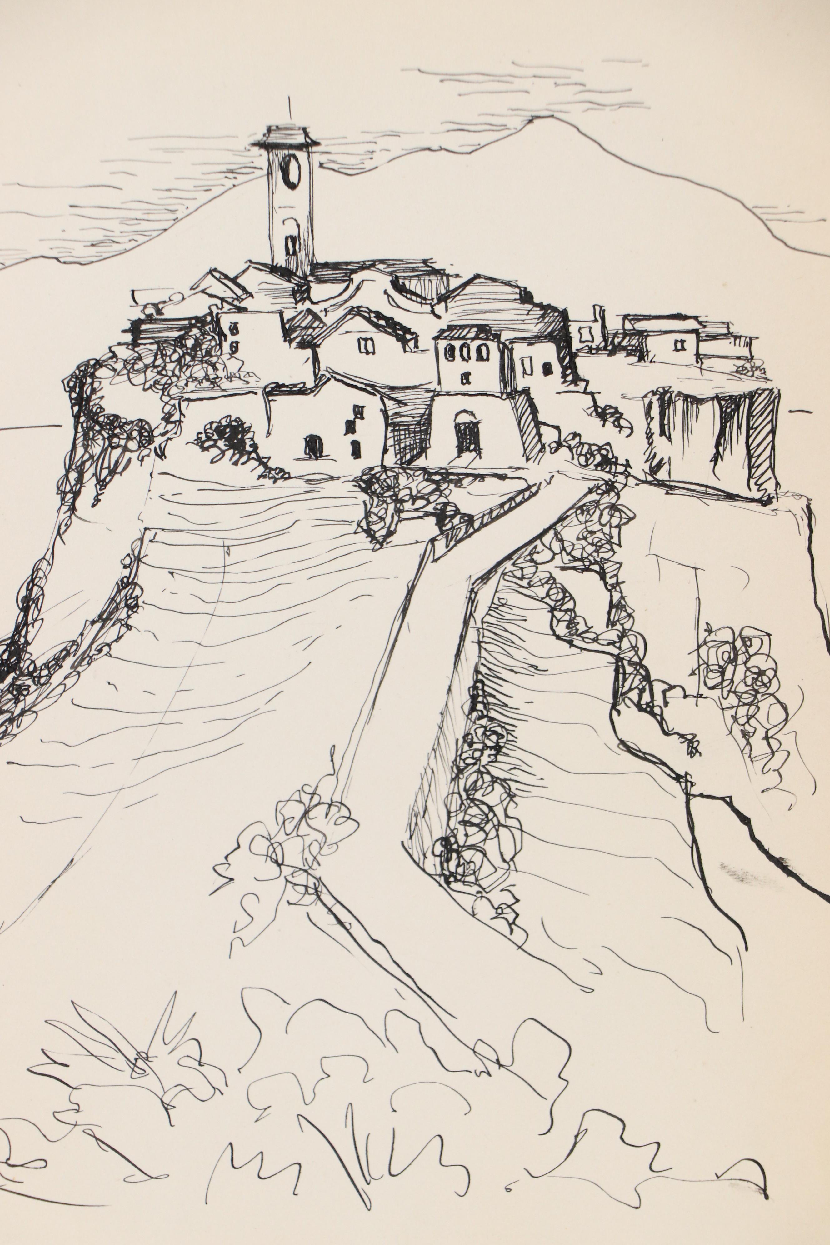 Leon G. Miller "Tuscany, Italy" and More En Plein Air Ink Sketches, 20th Century