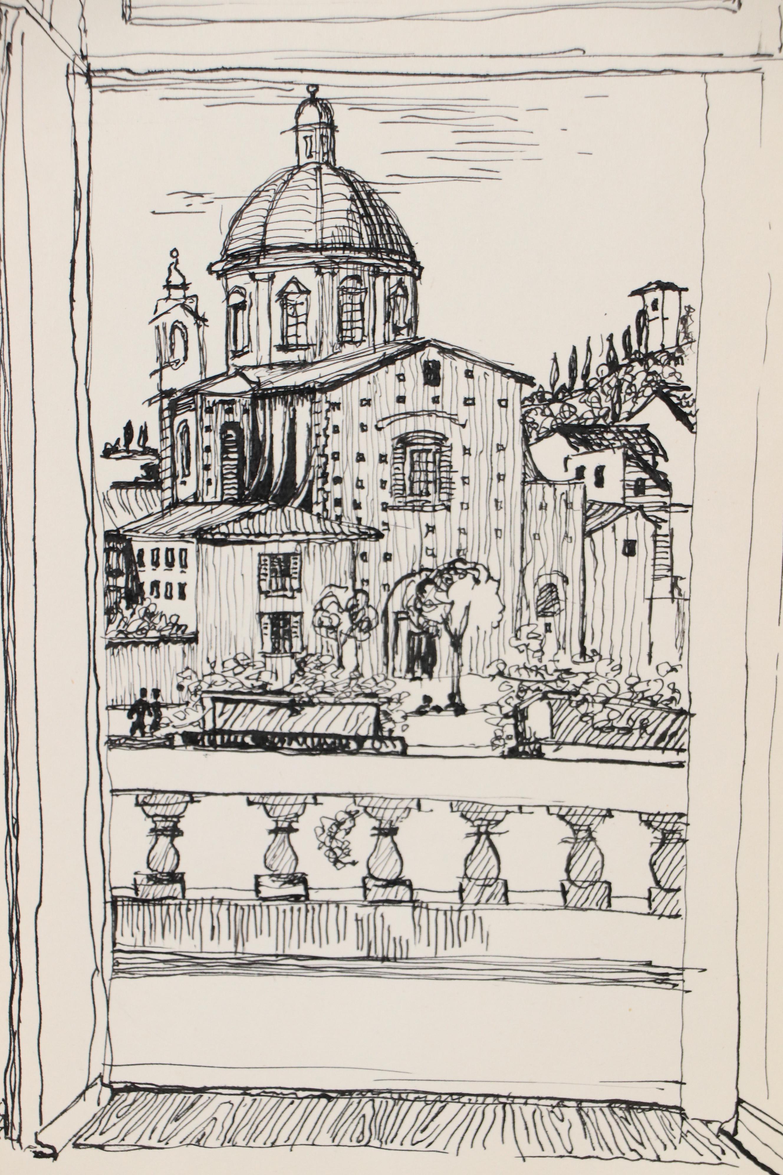 Leon G. Miller "Tuscany, Italy" and More En Plein Air Ink Sketches, 20th Century