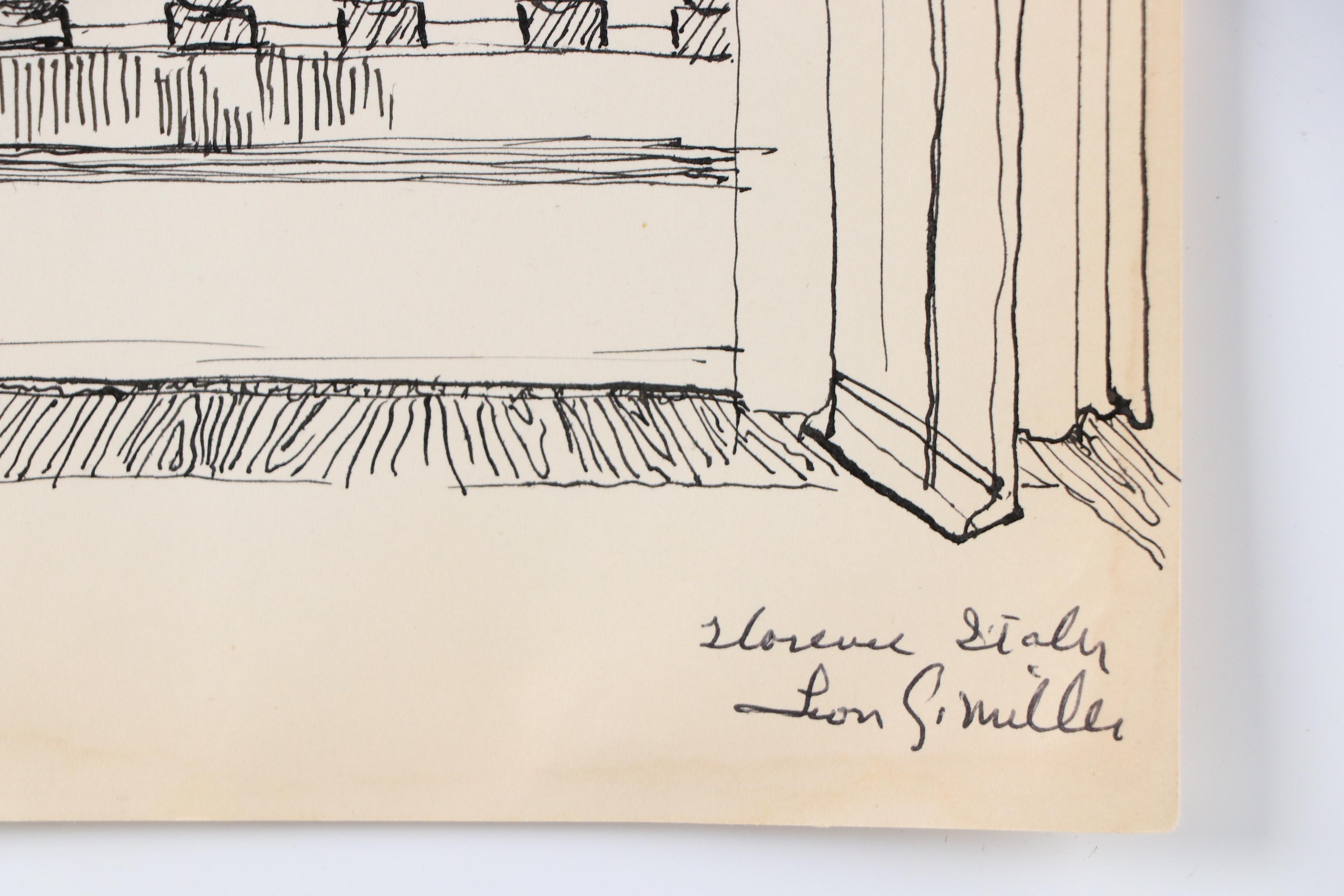 Leon G. Miller "Tuscany, Italy" and More En Plein Air Ink Sketches, 20th Century