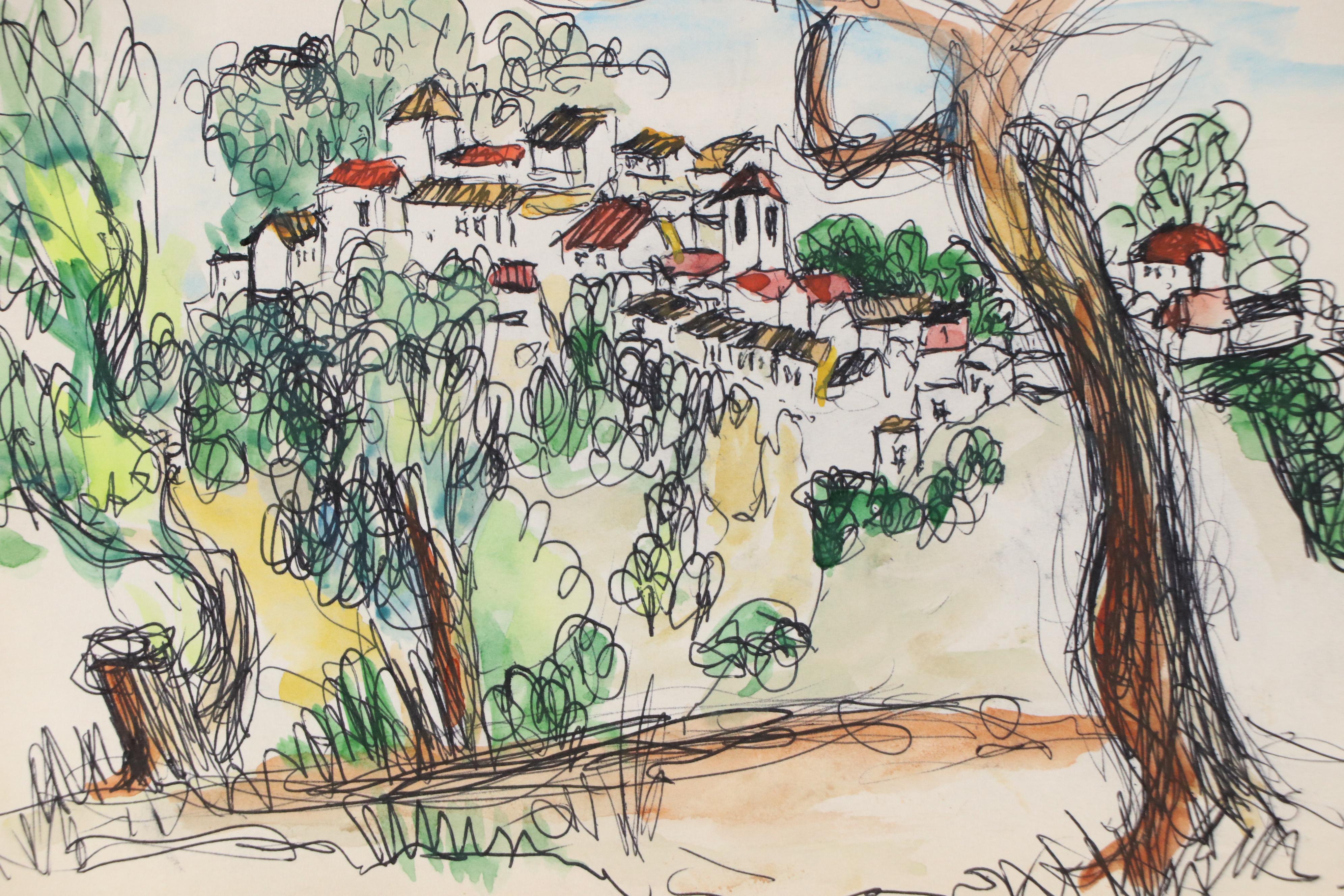 Leon G. Miller "Tuscany, Italy" and More En Plein Air Ink Sketches, 20th Century