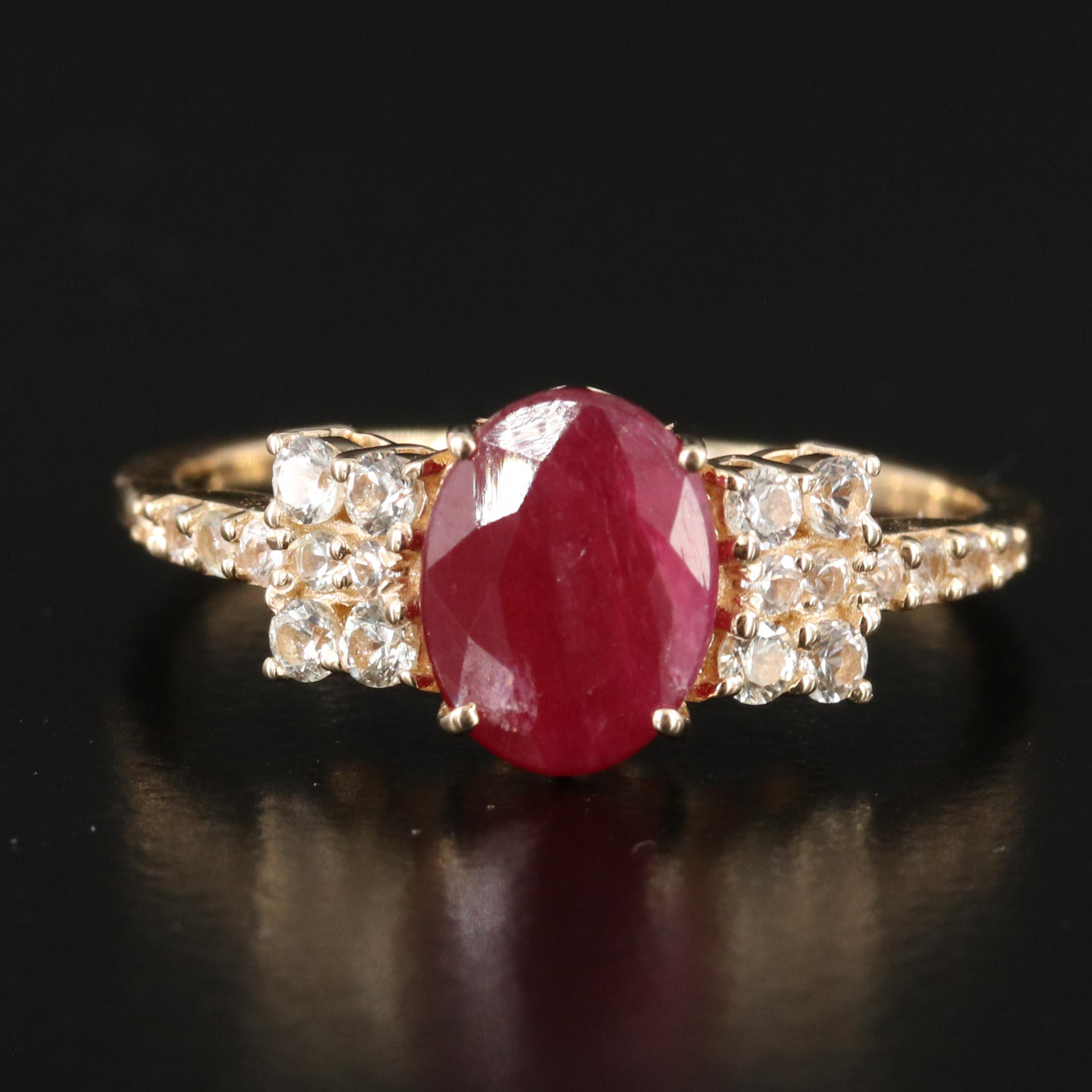 14K 1.69 CT Ruby and White Sapphire Ring