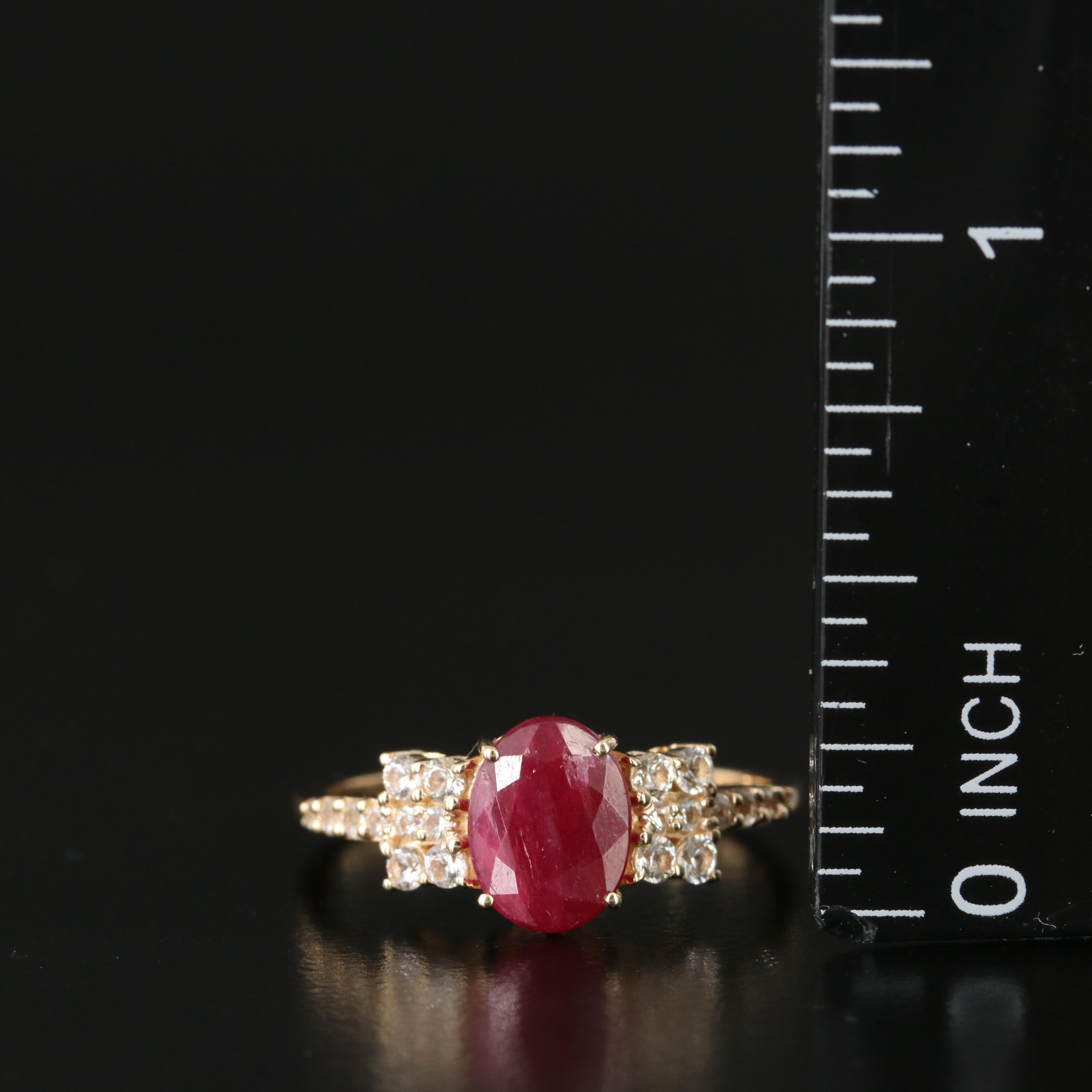 14K 1.69 CT Ruby and White Sapphire Ring