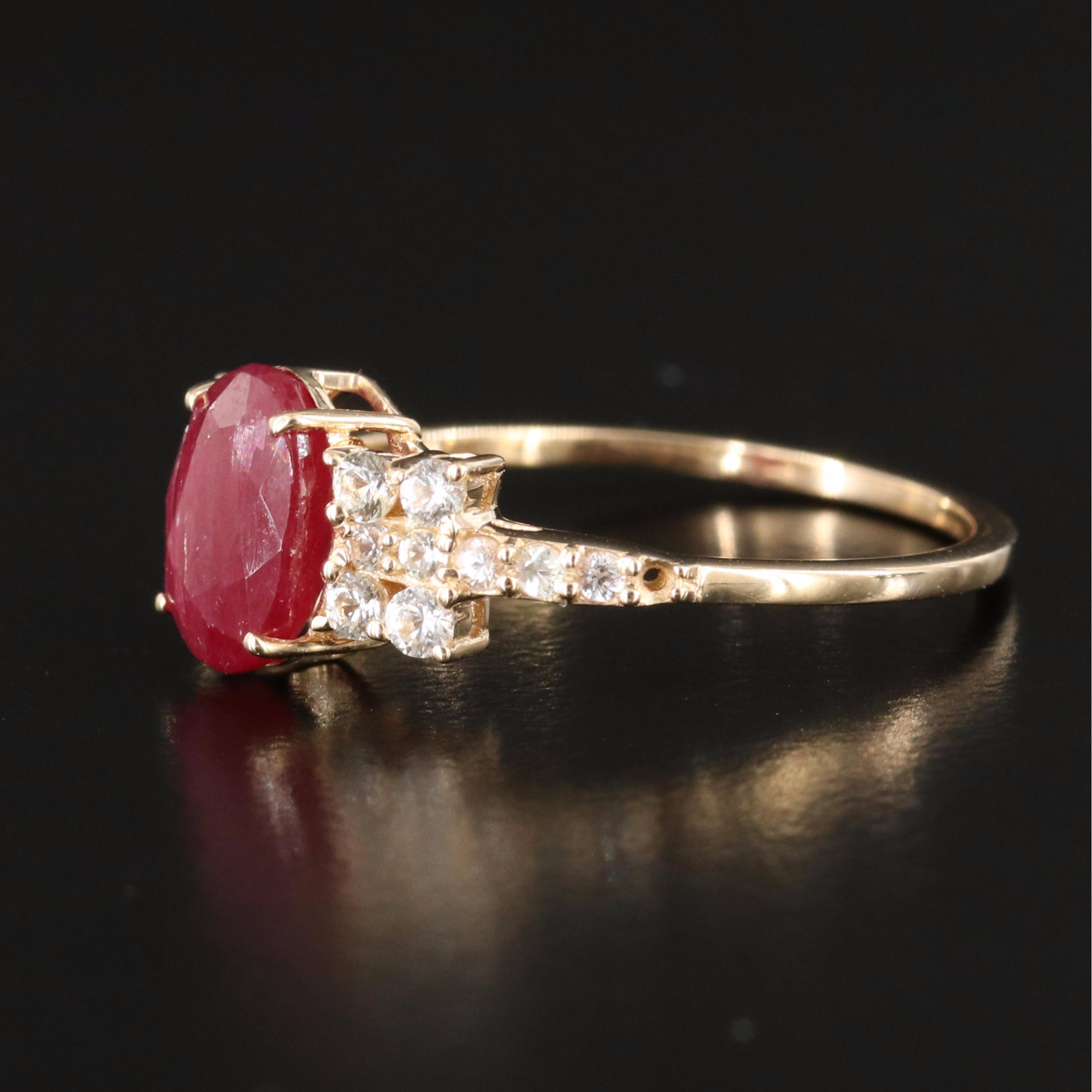 14K 1.69 CT Ruby and White Sapphire Ring