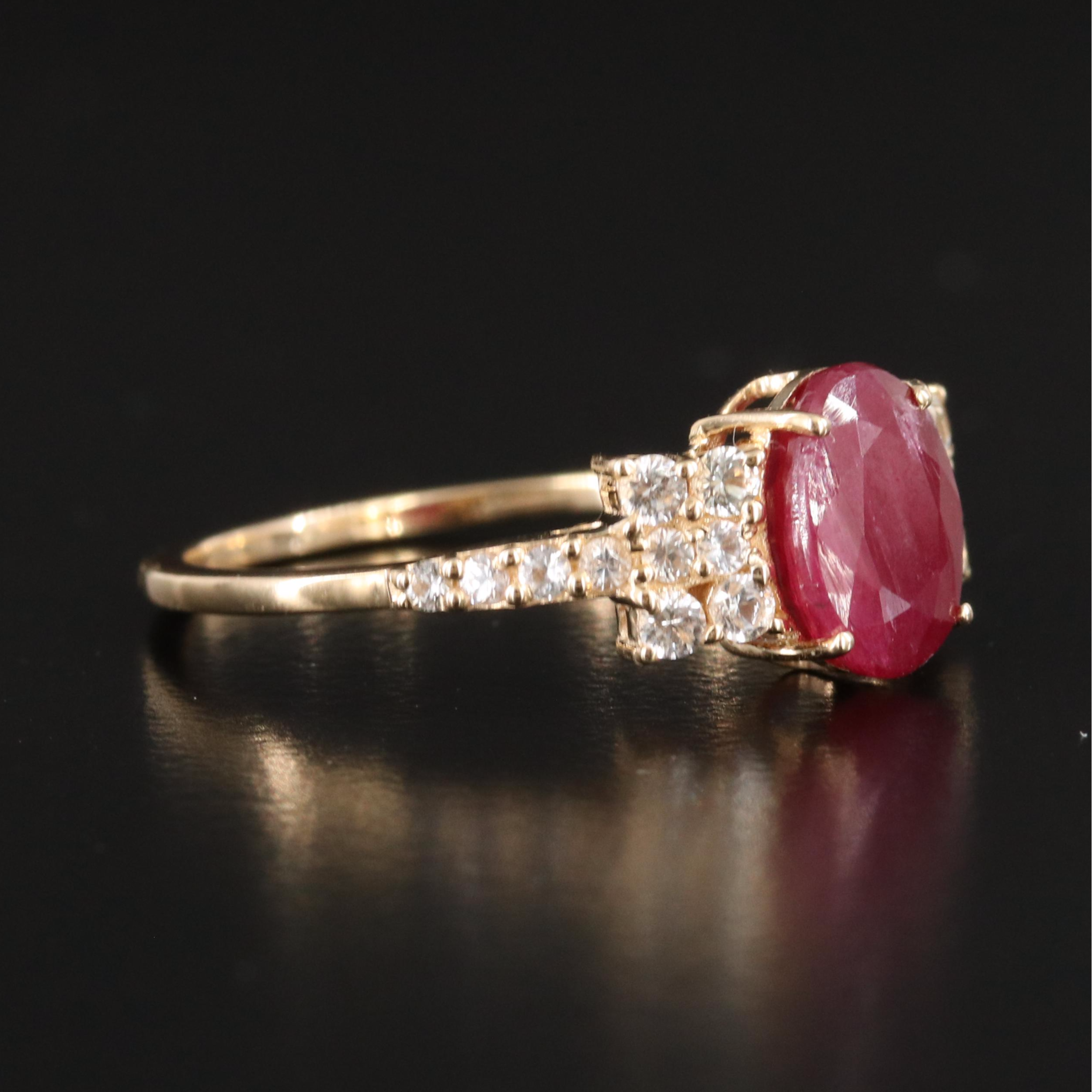 14K 1.69 CT Ruby and White Sapphire Ring
