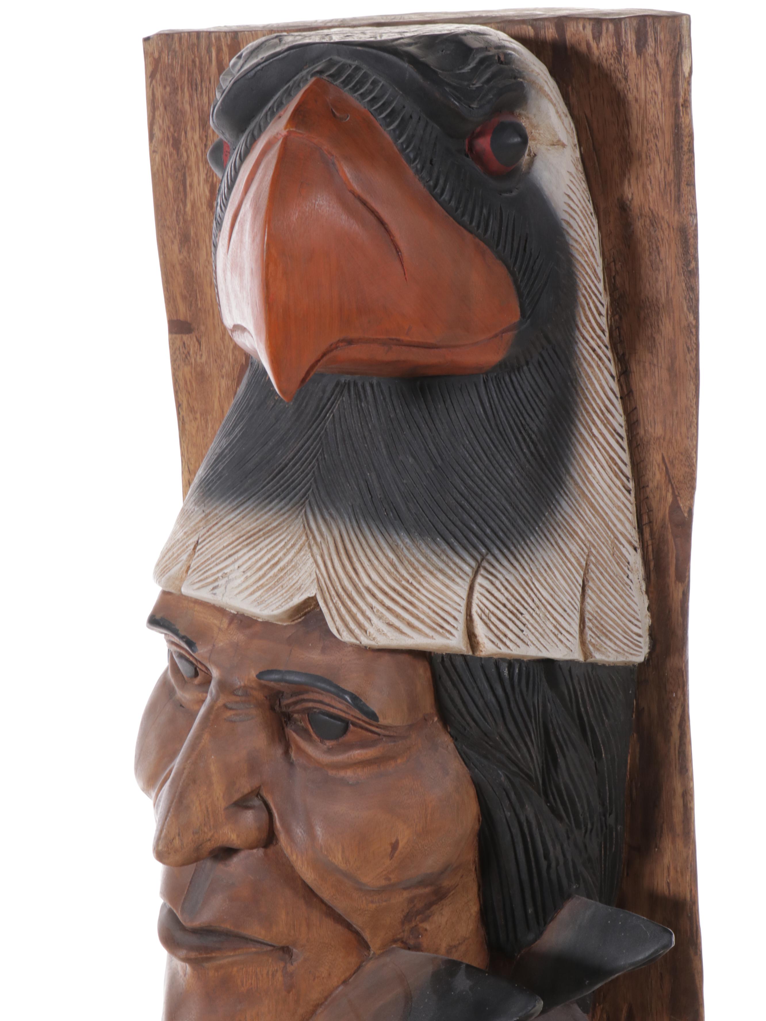 Totemic Carved Native American Chiefs Cigar Store Sculpture