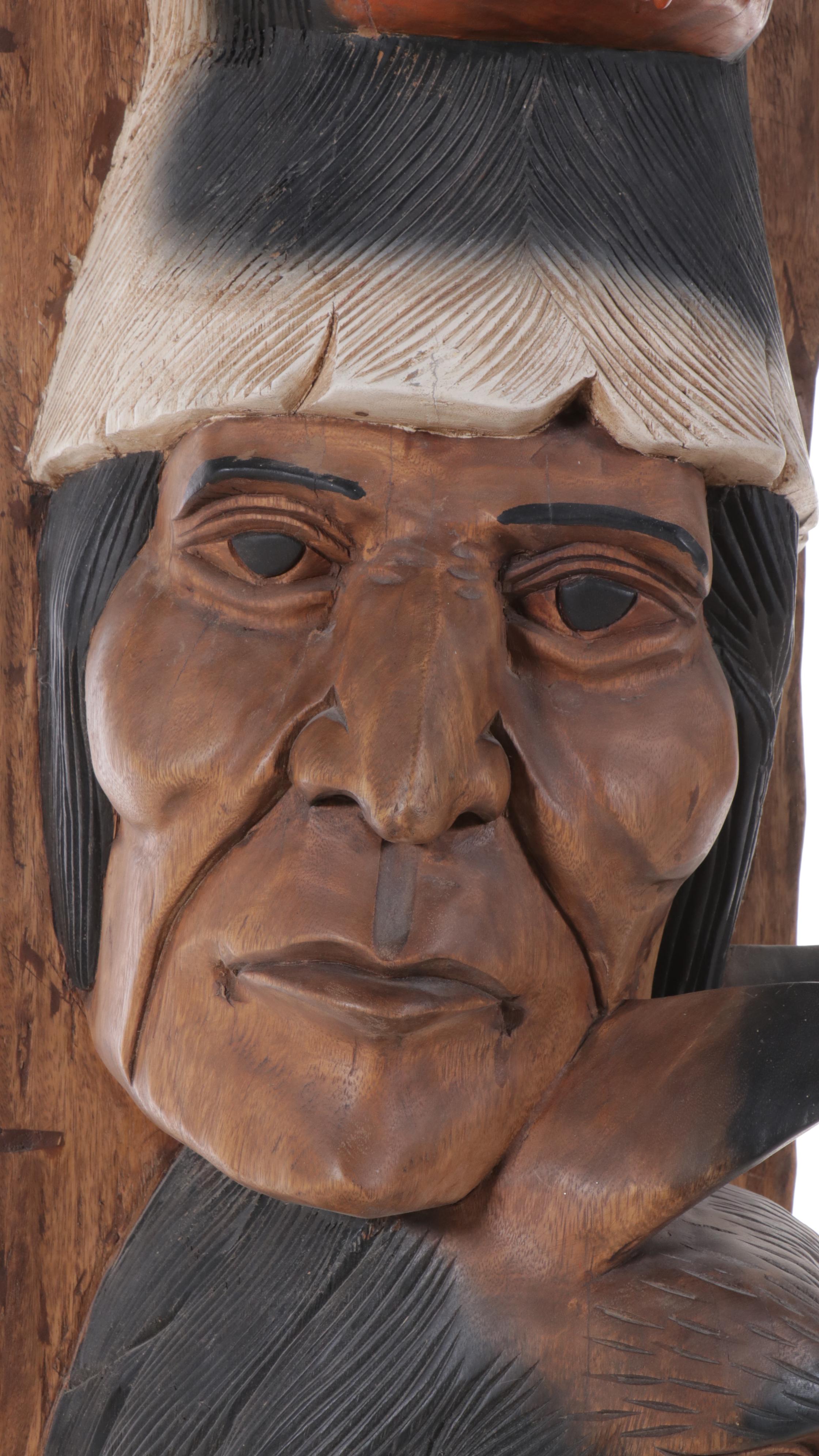Totemic Carved Native American Chiefs Cigar Store Sculpture