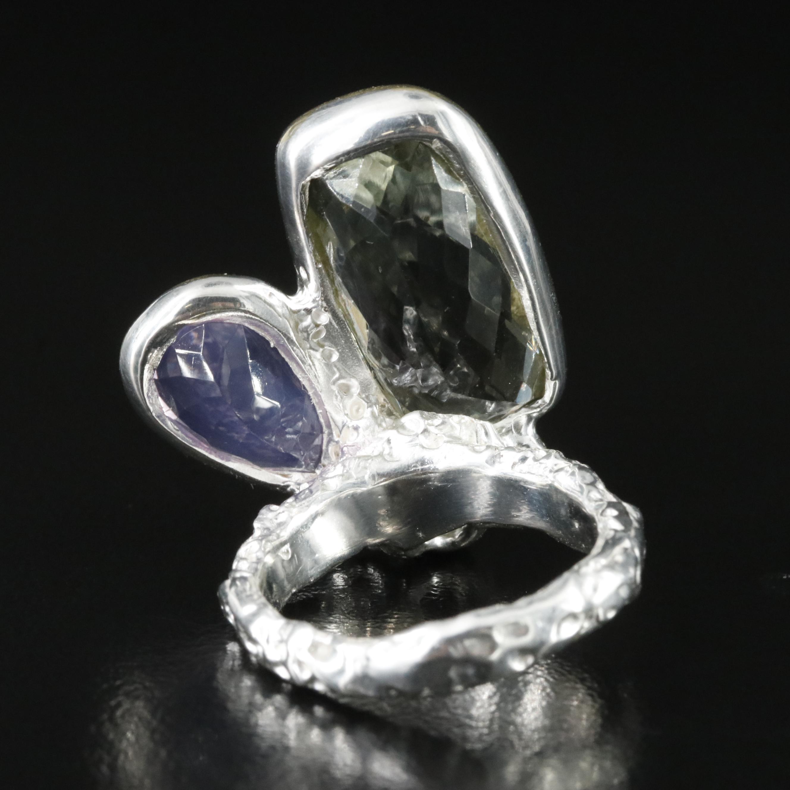 Sterling Citrine, Amethyst and Topaz Ring