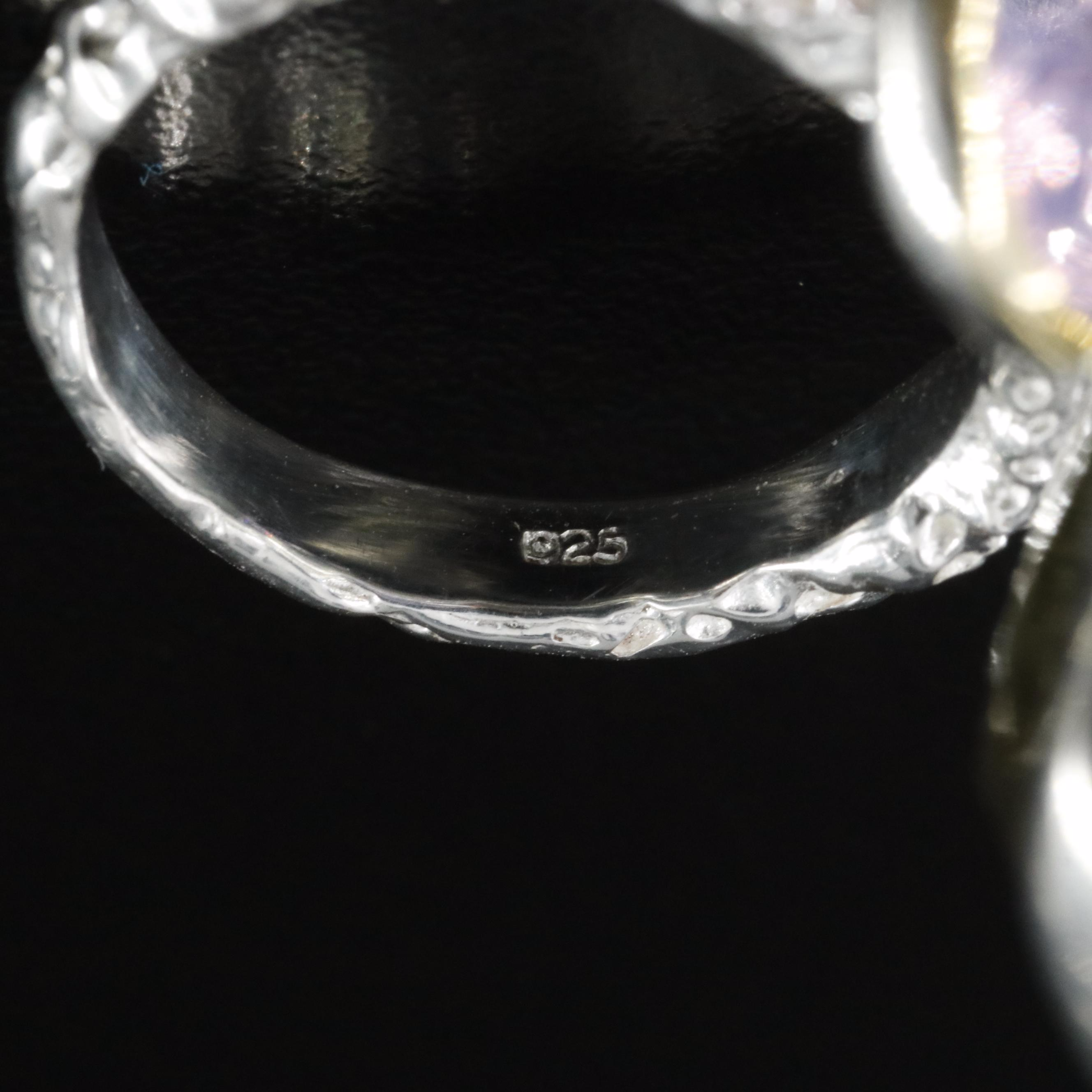 Sterling Citrine, Amethyst and Topaz Ring