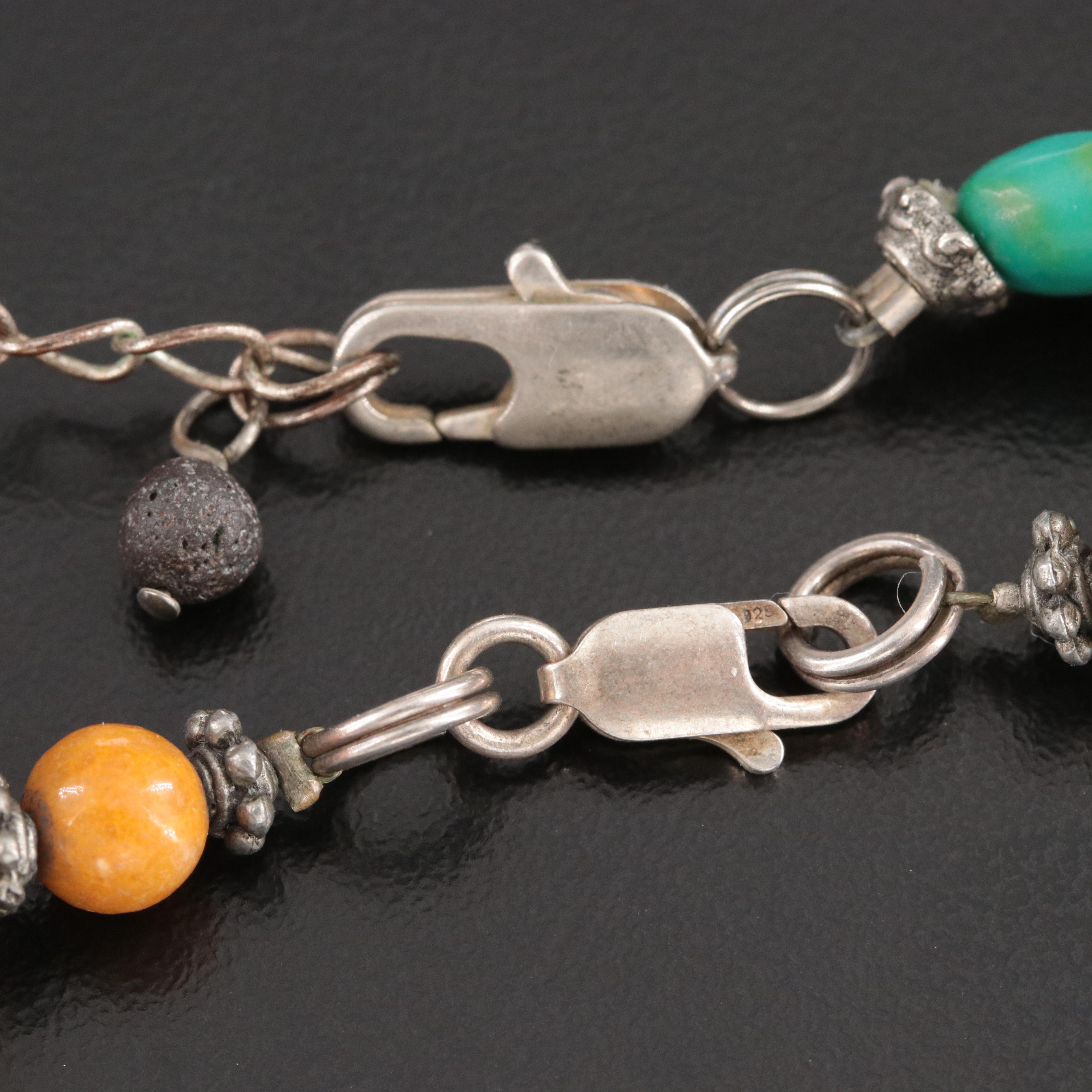 Agate and Turquoise Necklaces with Bakelite Bangle