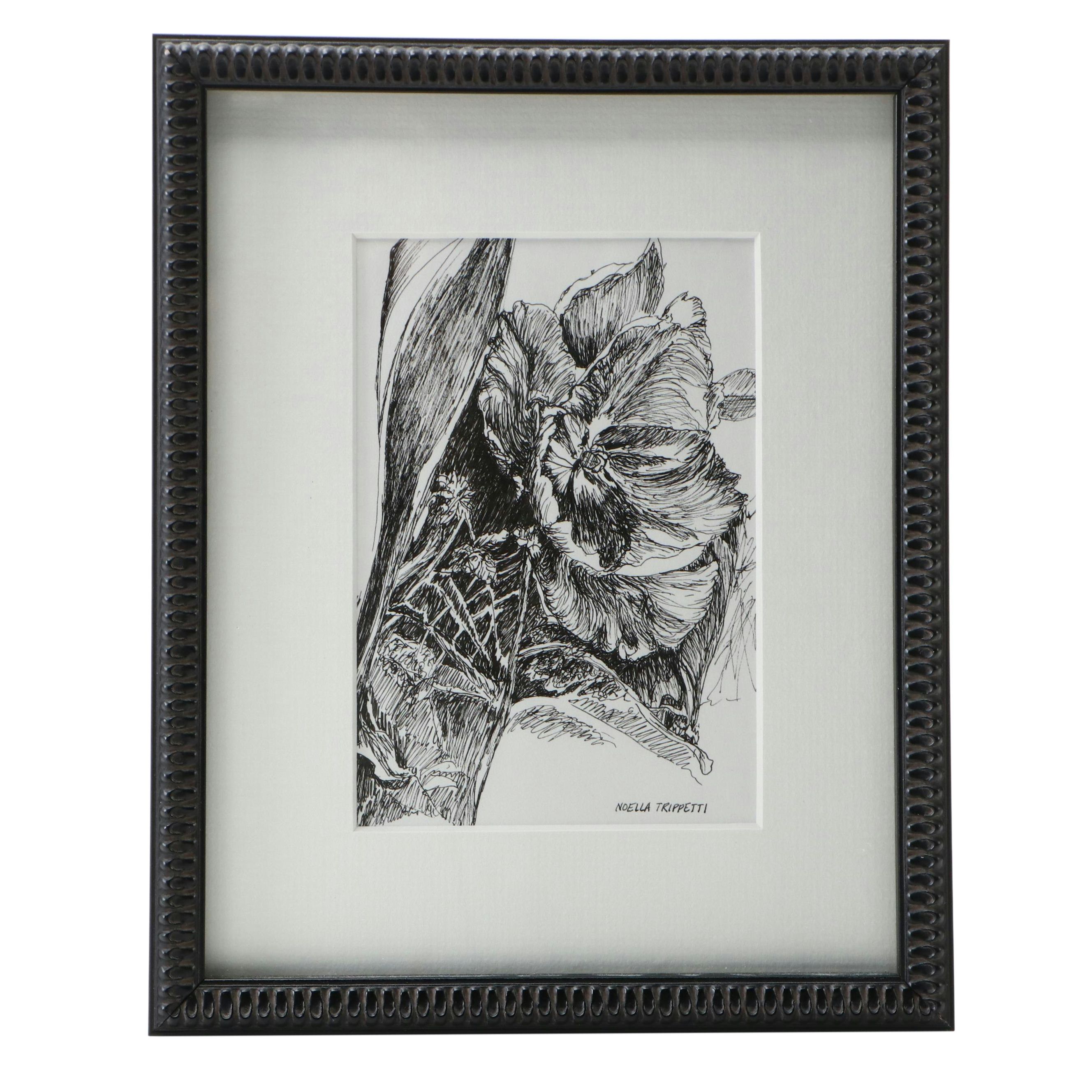 Noella Trippetti Floral Ink Drawing