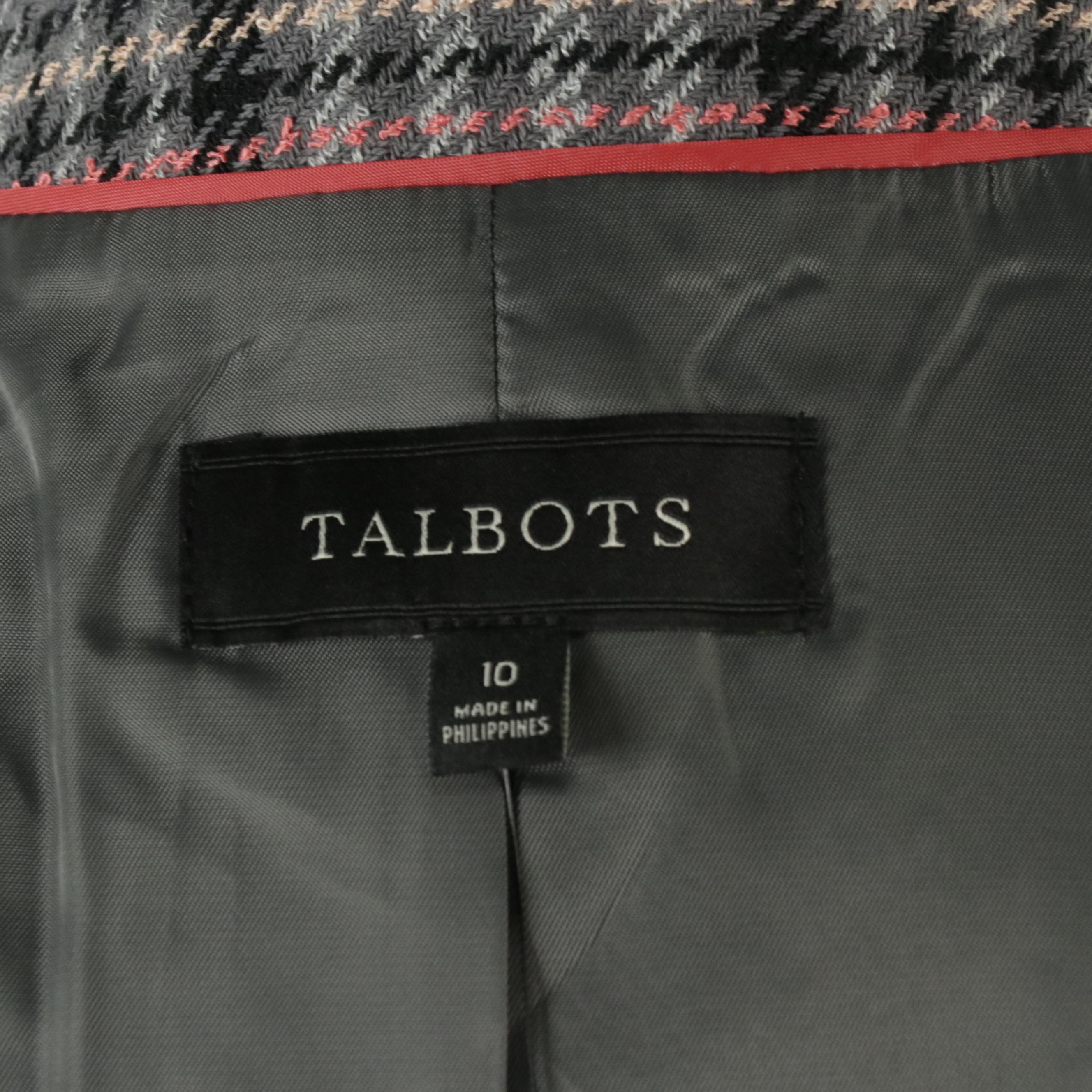 Talbots Dress Pants, Plaid Cotton Blend Blazer, Metallic Tweed Jacket, With Tags