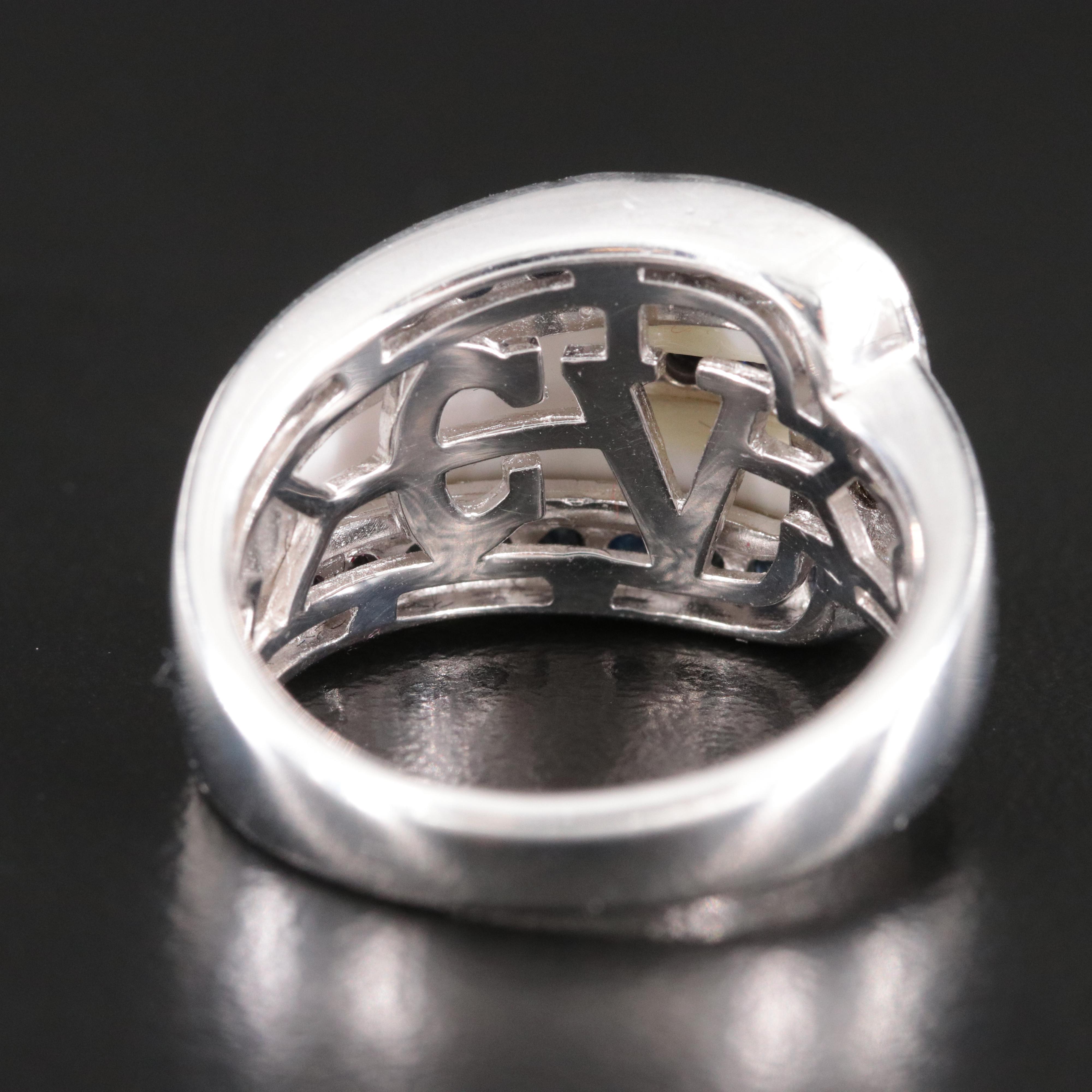 Carlo Viani Sterling White Jasper and Sapphire Ring