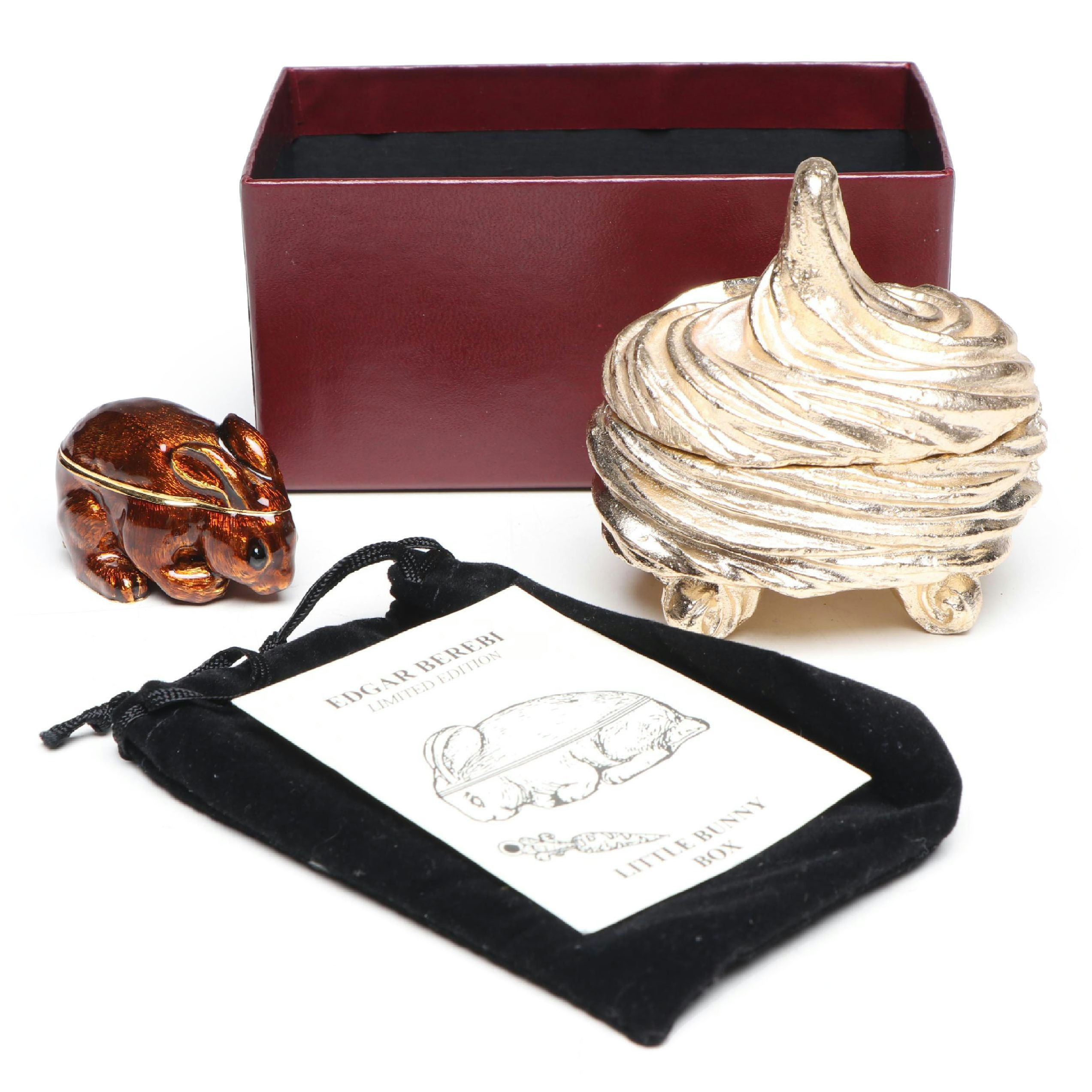 Edgar Berebi Limited Edition Little Bunny Box with Footed Aluminum Swirl Box