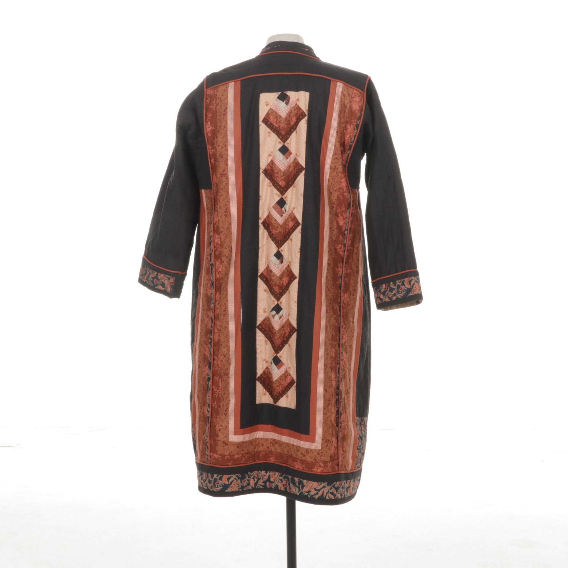 Kantha Style Patchwork Quilted Open-Front Jacket