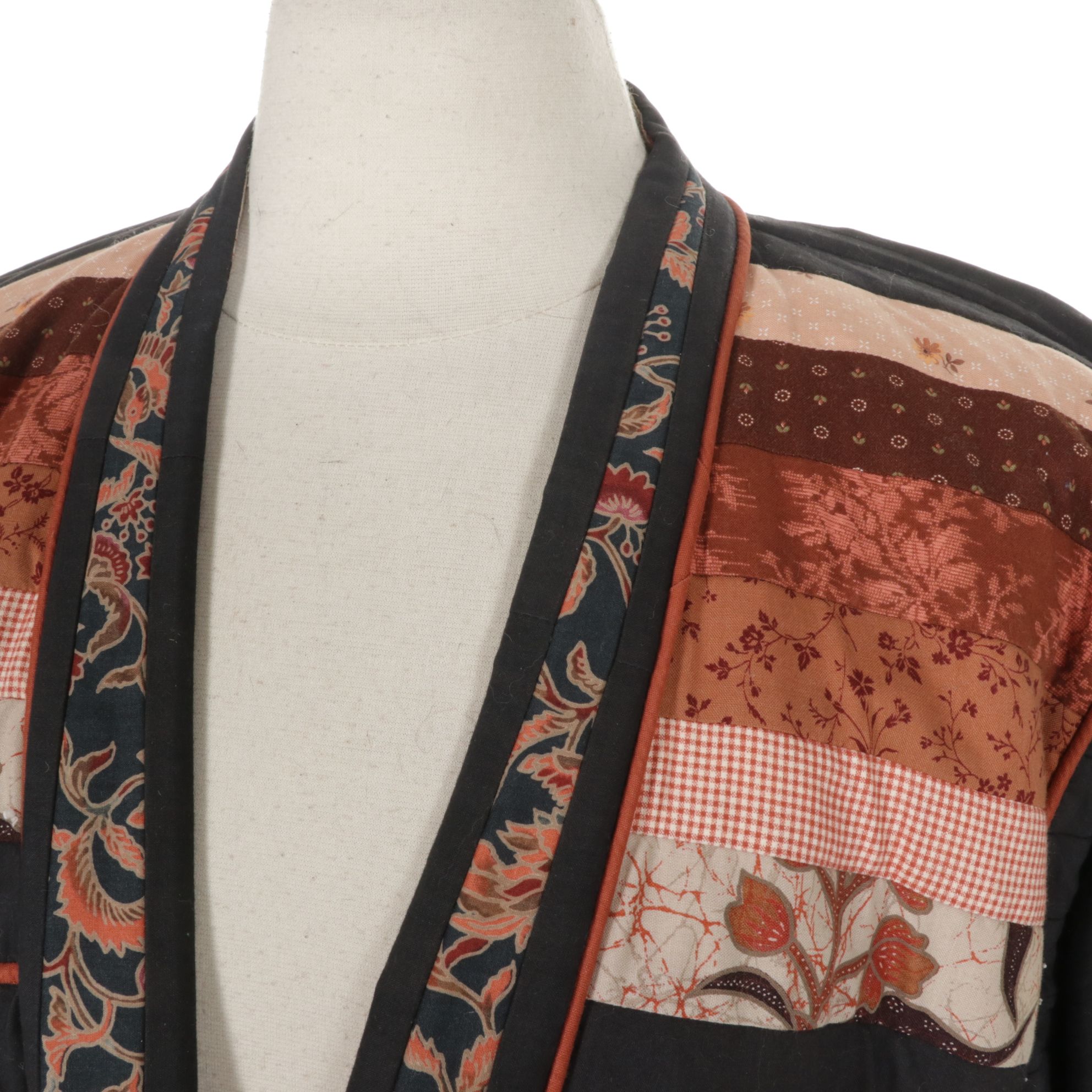 Kantha Style Patchwork Quilted Open-Front Jacket