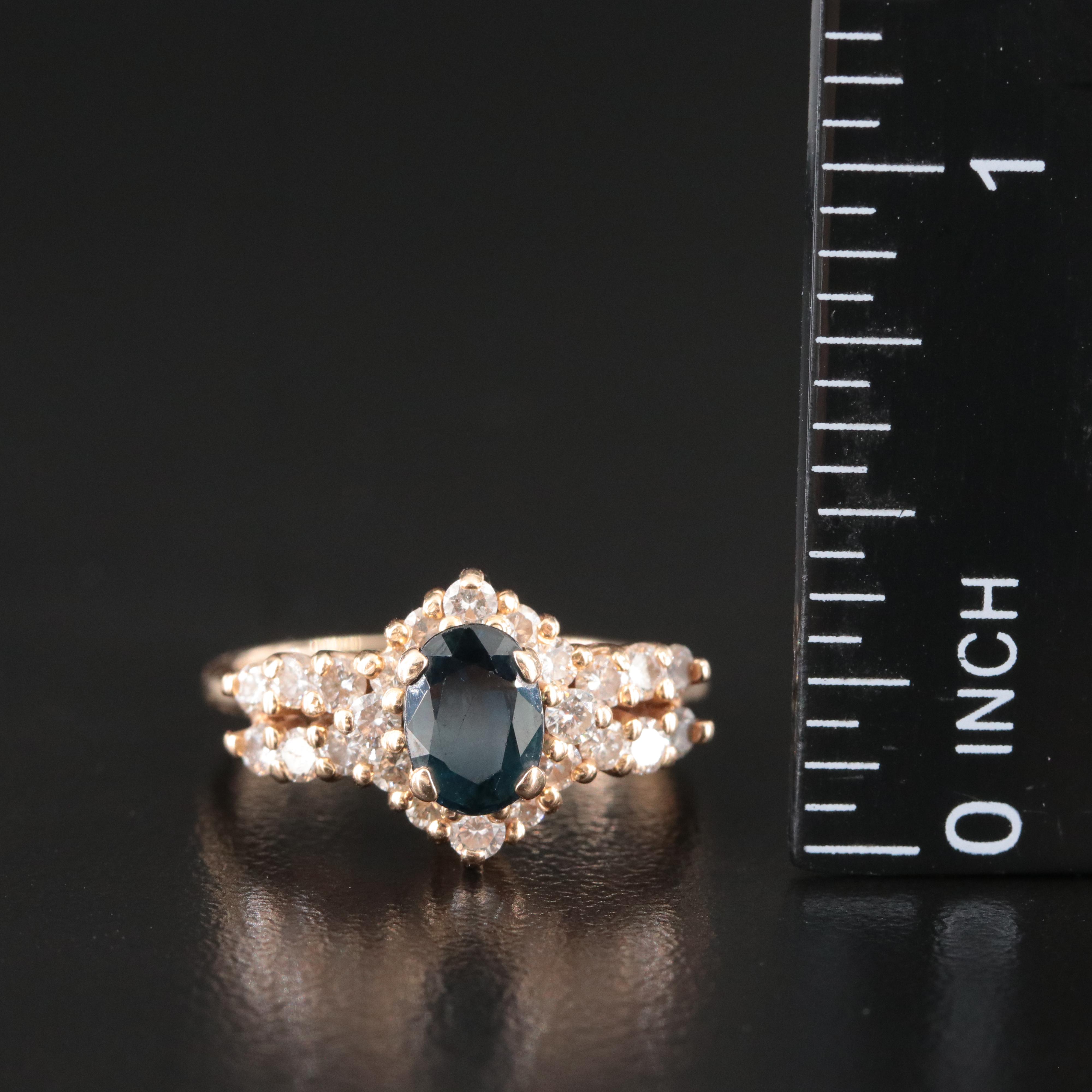 14K Sapphire and Diamond Ring