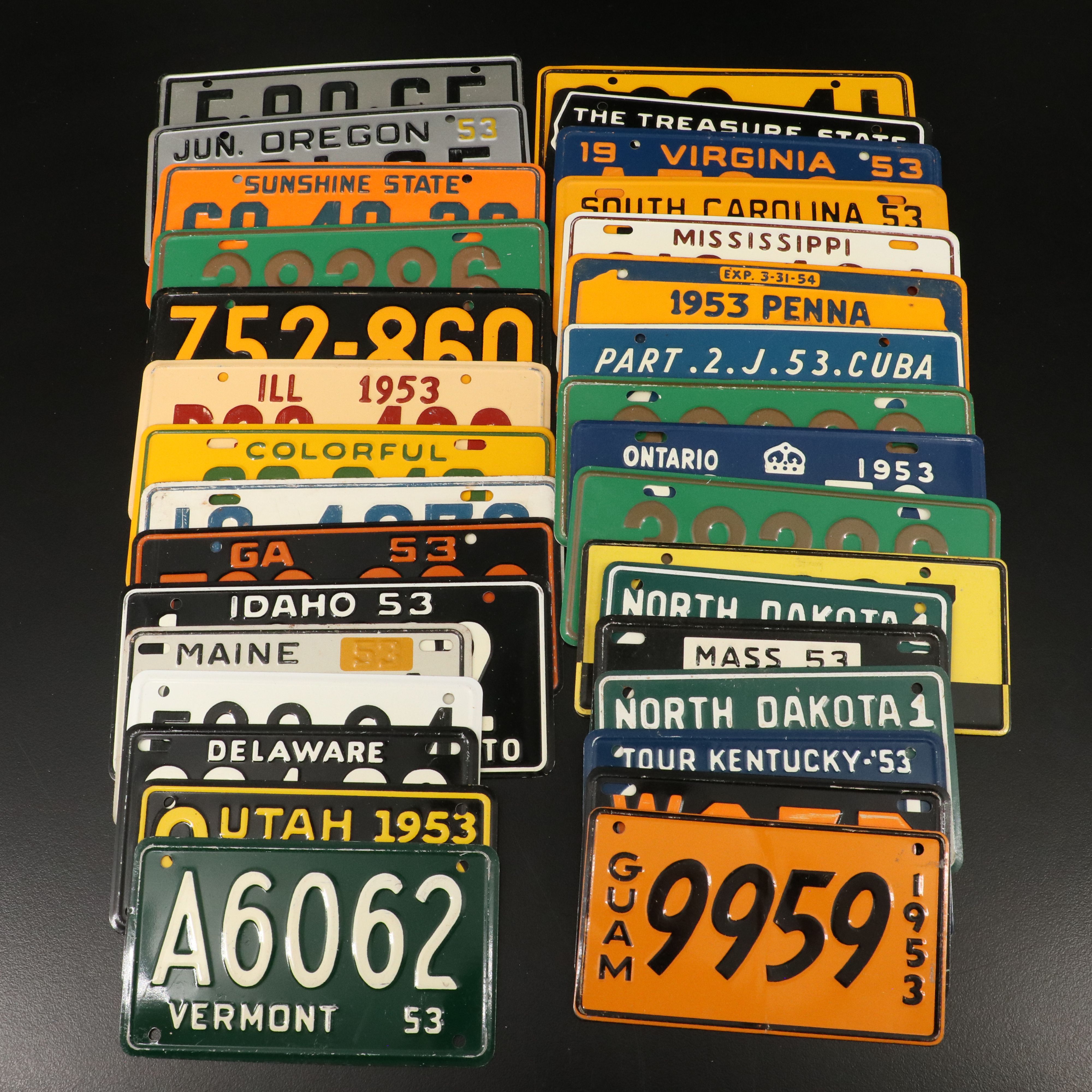 1953 Wheaties Premium Metal License Plates Featuring Cuba, Kentucky, and More