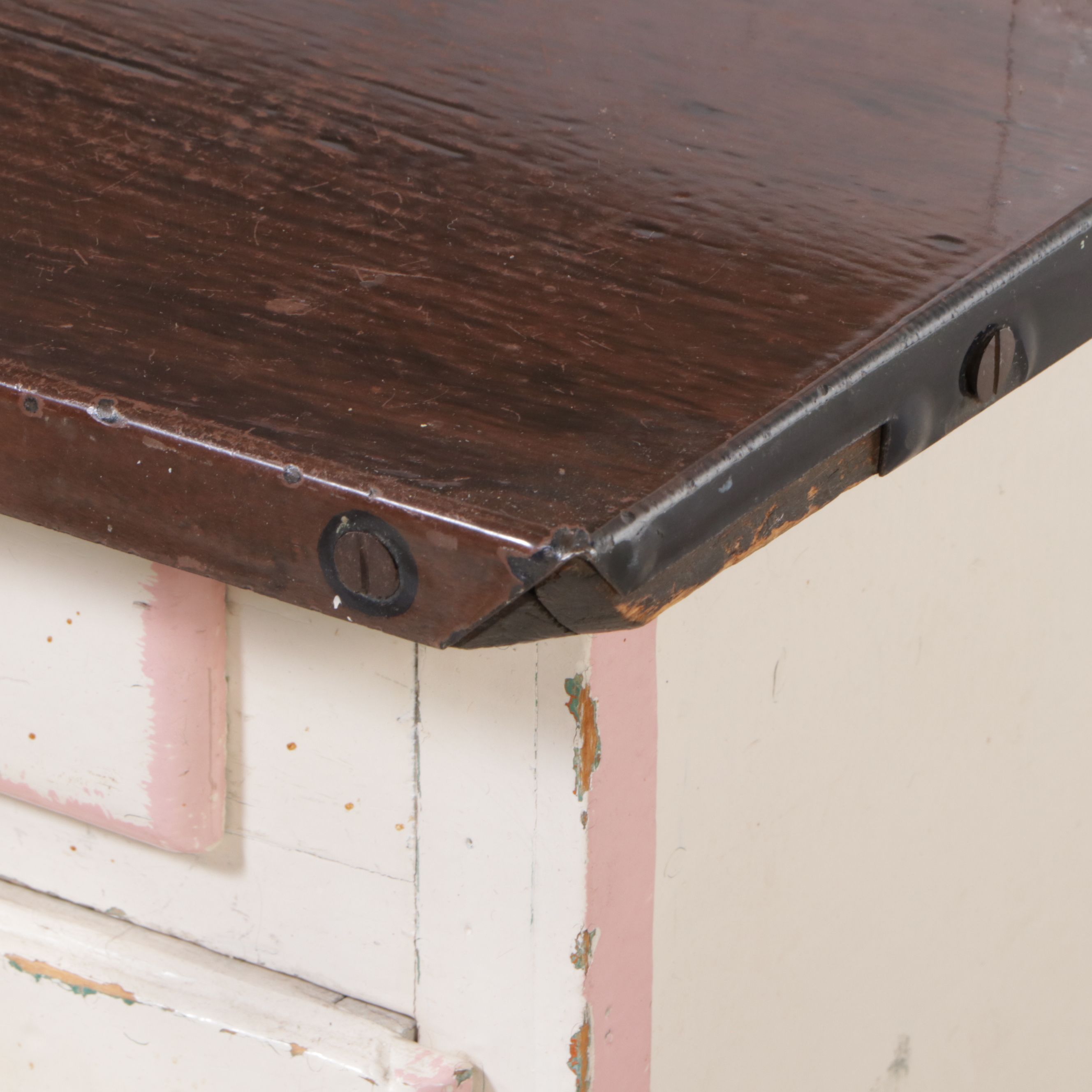 Traditional Style Painted Children's Hooser Cabinet with Floral Decals