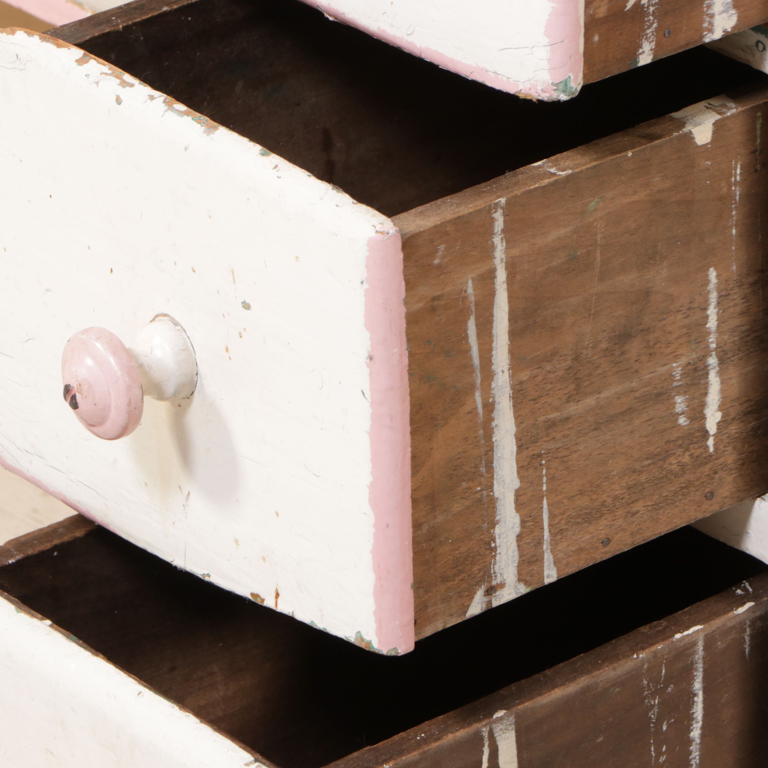 Traditional Style Painted Children's Hooser Cabinet with Floral Decals